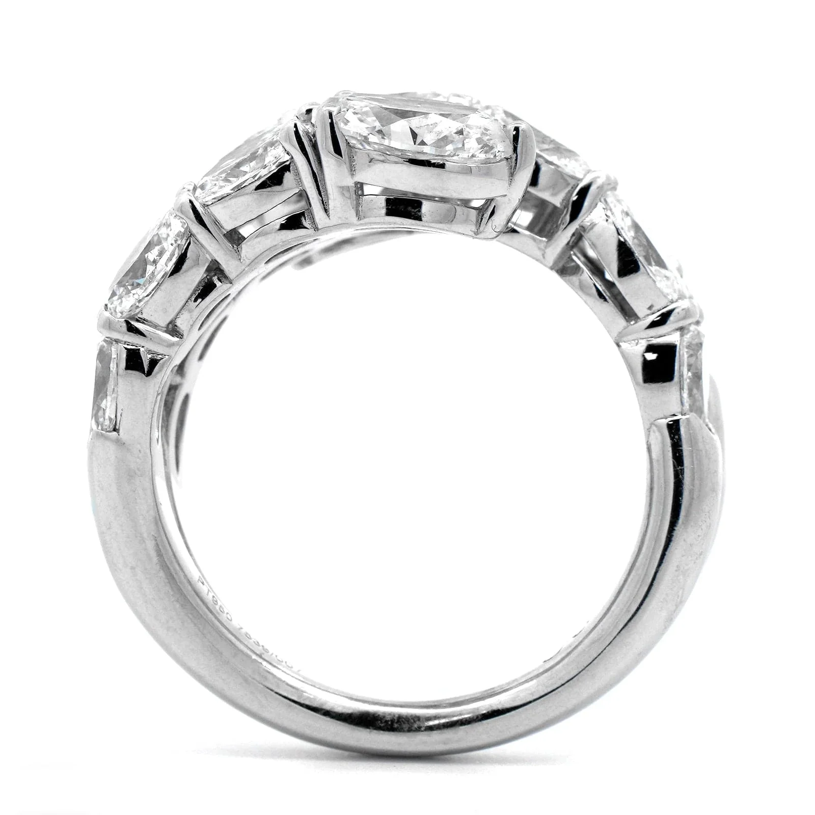 Platinum 3 Row Bypass Oval Diamond Ring - Image 3