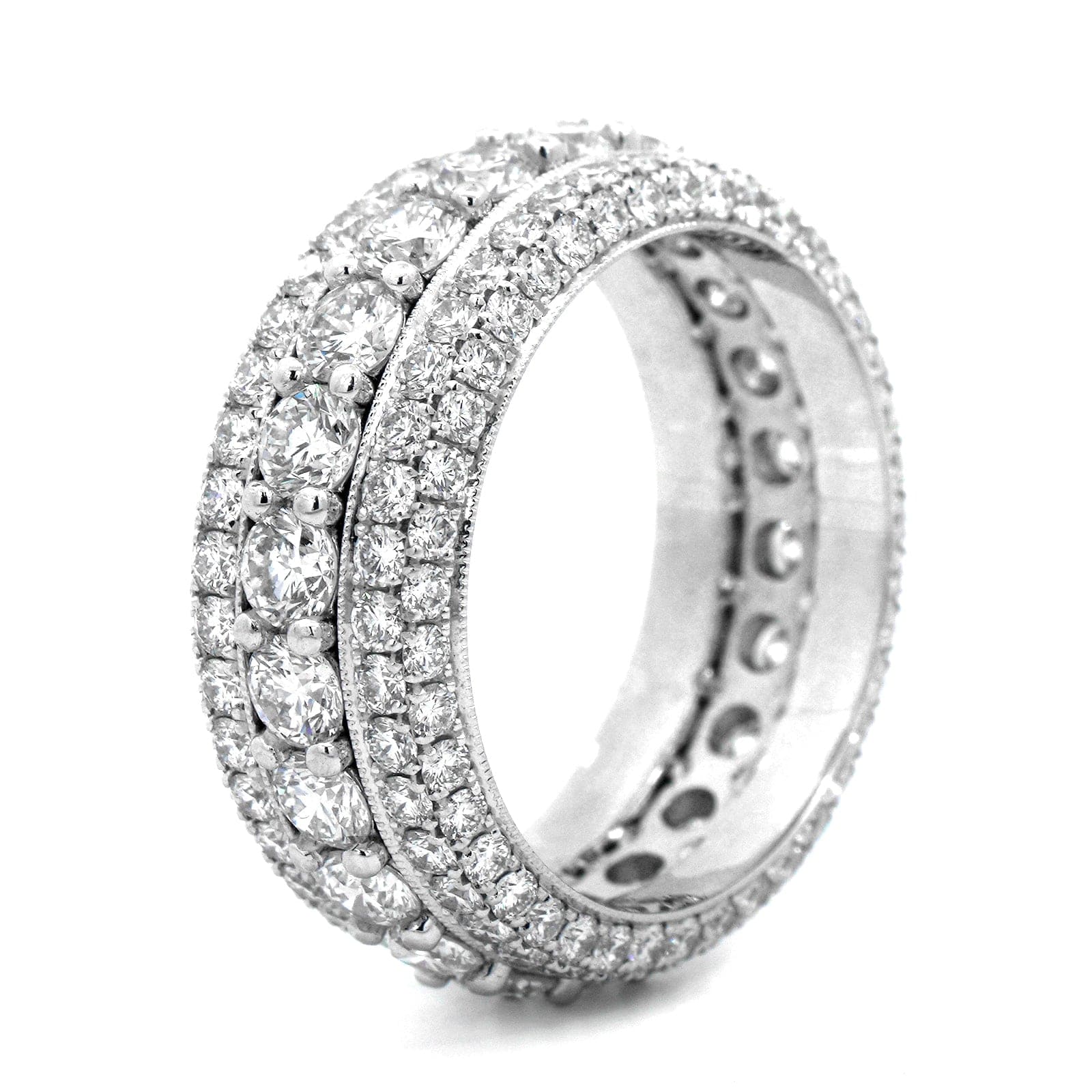 Platinum 3 Row Milgrain Diamond Band - Image 2