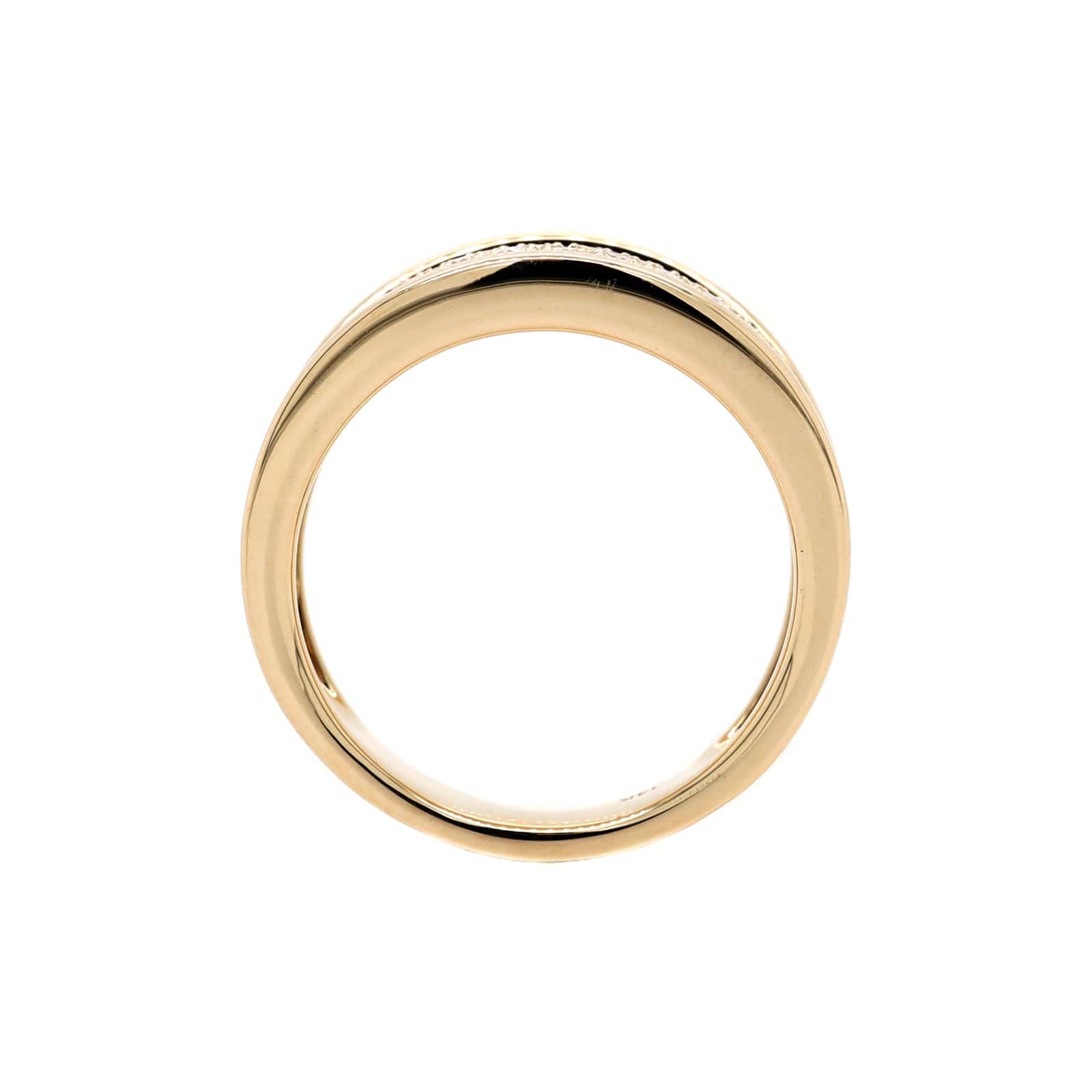 14K Yellow Gold 6 Row Pave Diamond Wide Domed Ring - Image 3
