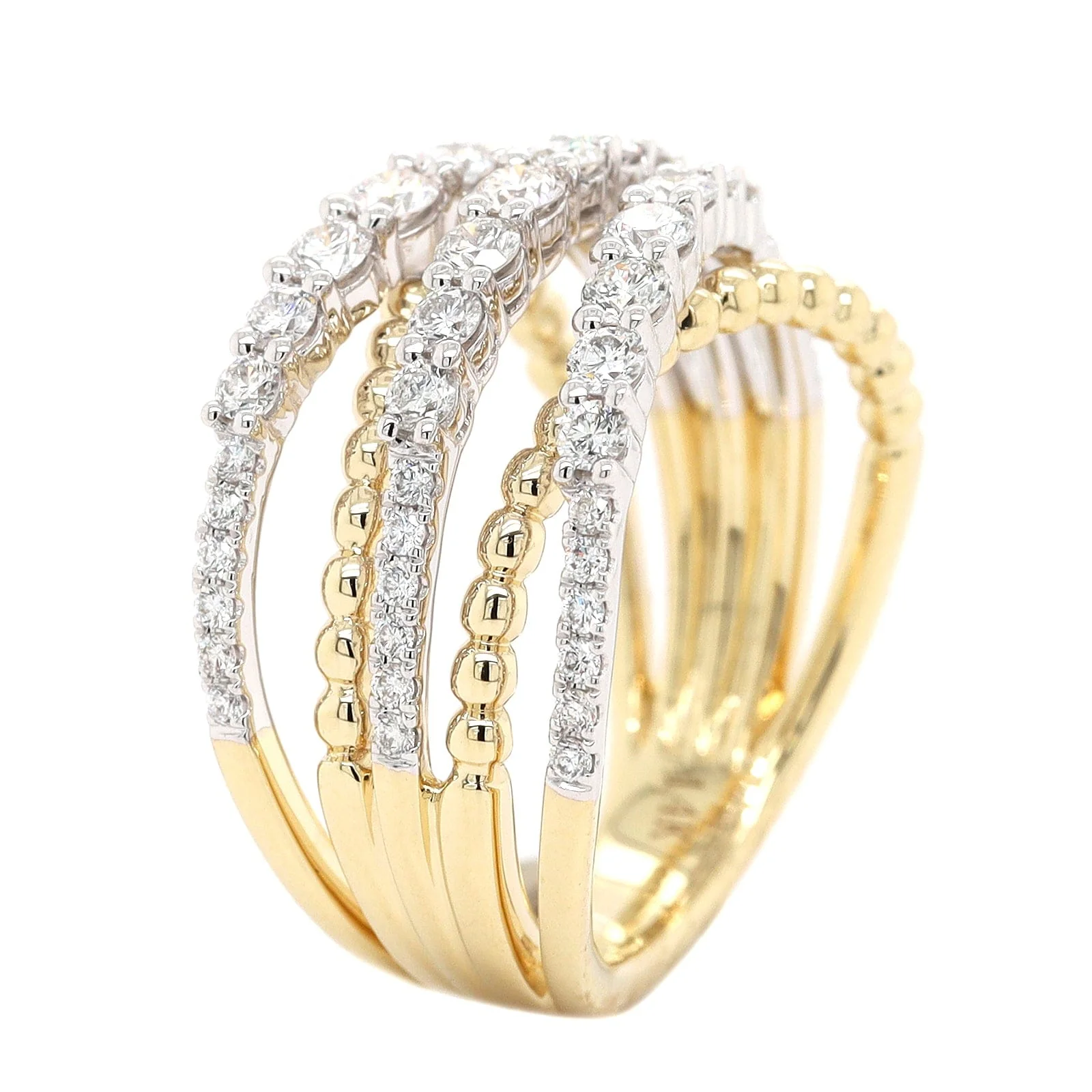 14K Two Tone Criss Cross Diamond Ring - Image 2