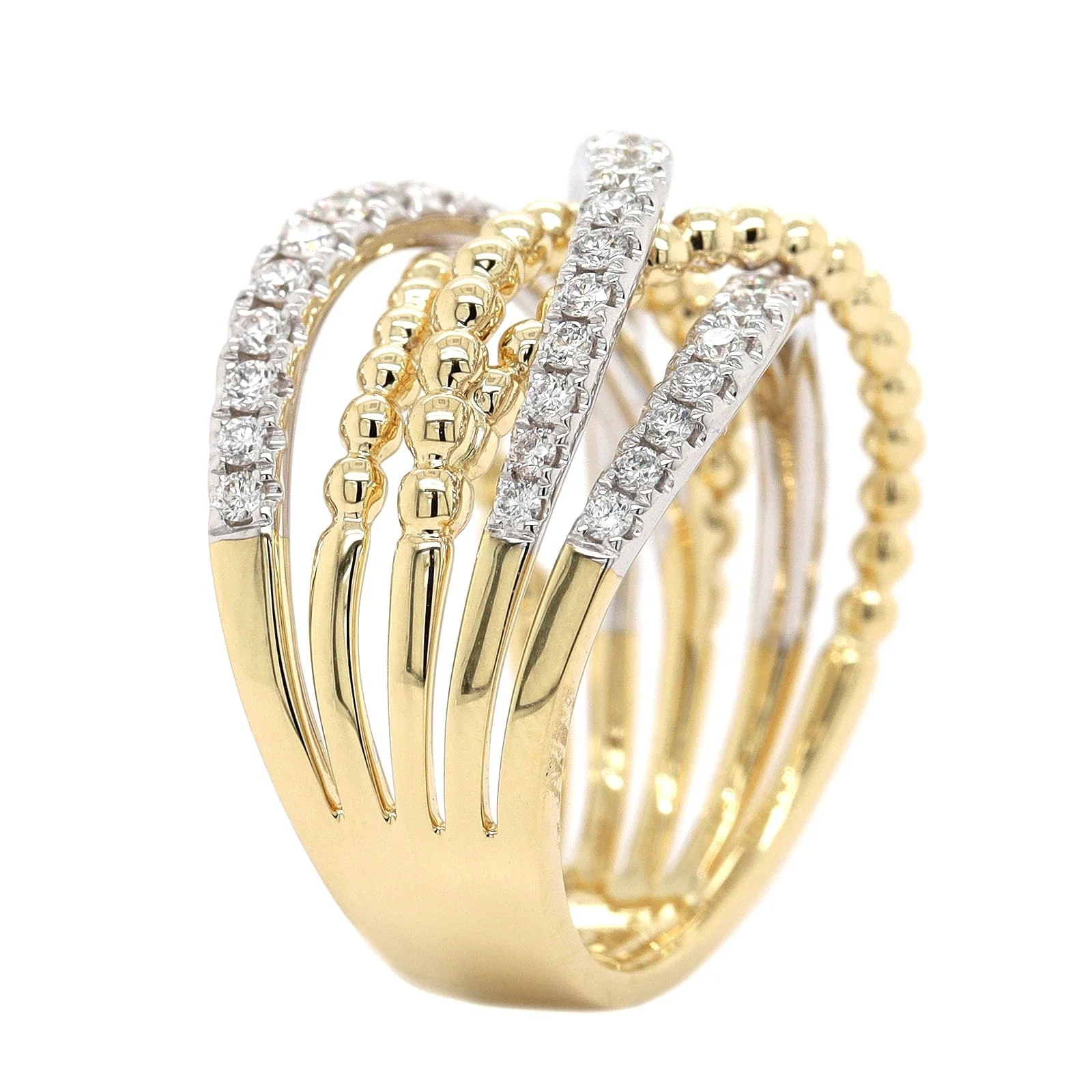 14K Two Tone Criss Cross Diamond Ring - Image 2