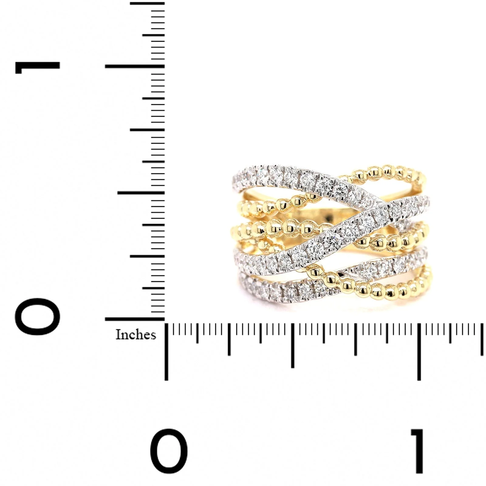 14K Two Tone Criss Cross Diamond Ring - Image 4