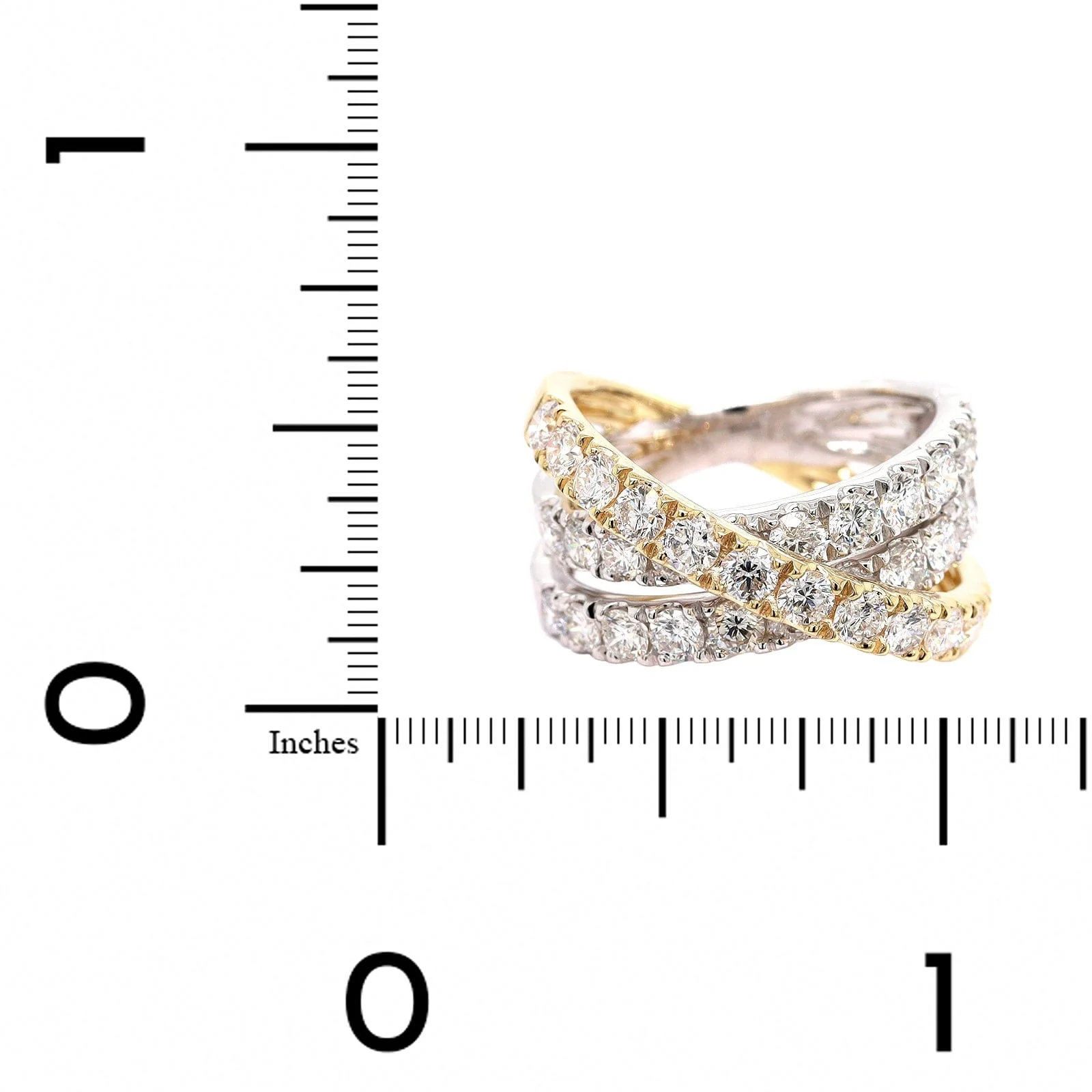 14K Two Tone Criss Cross Diamond Ring - Image 4