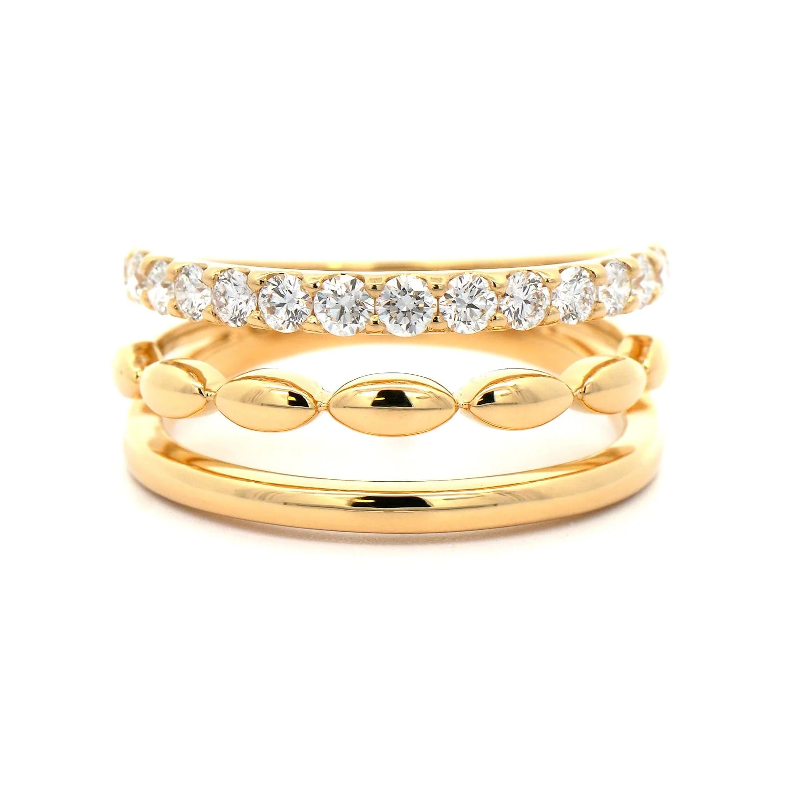Etho Maria 18K Yellow Gold 3 Row Diamond Ring
