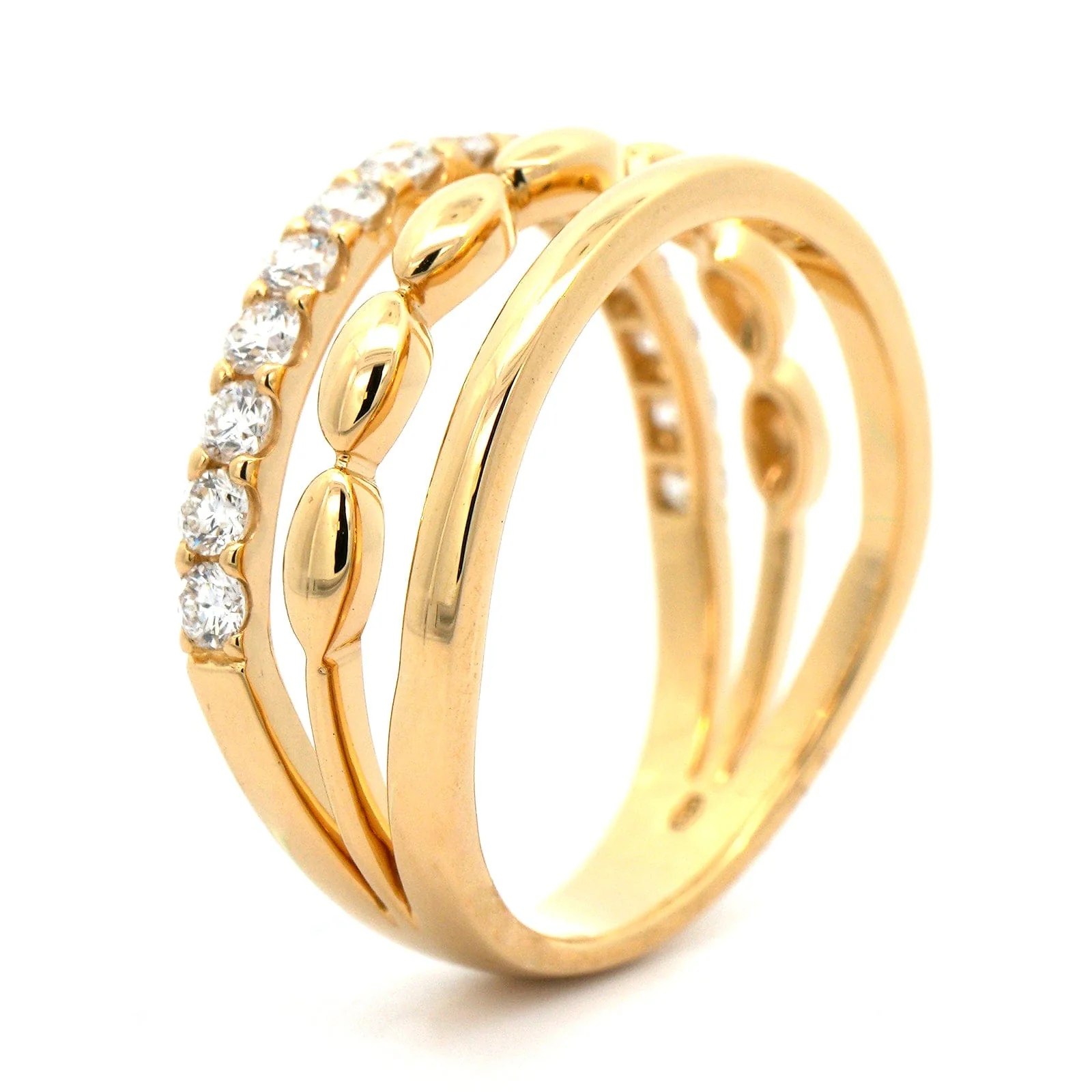 Etho Maria 18K Yellow Gold 3 Row Diamond Ring - Image 2