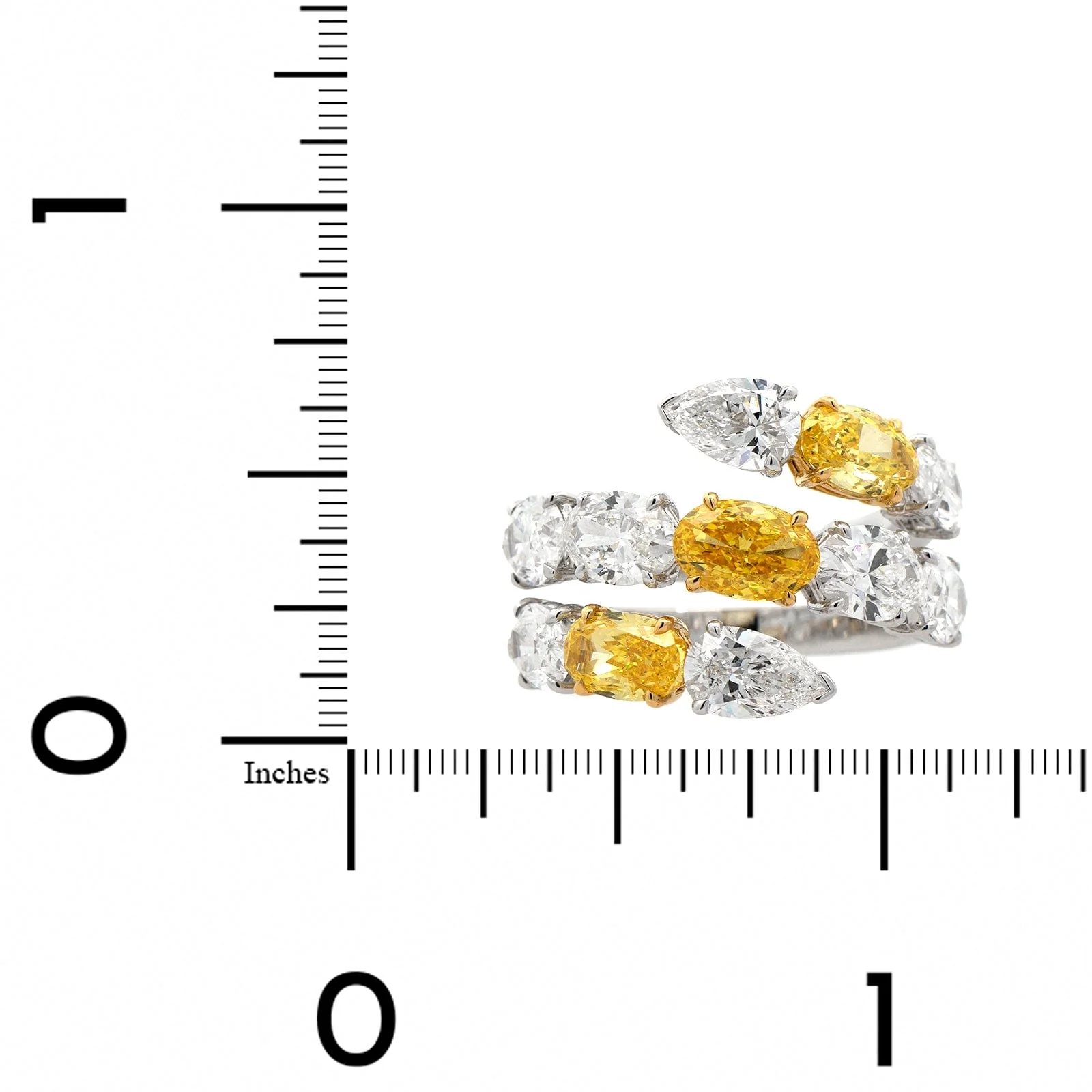Etho Maria 18K White Gold Yellow and White Diamond Wrap Style Ring - Image 3