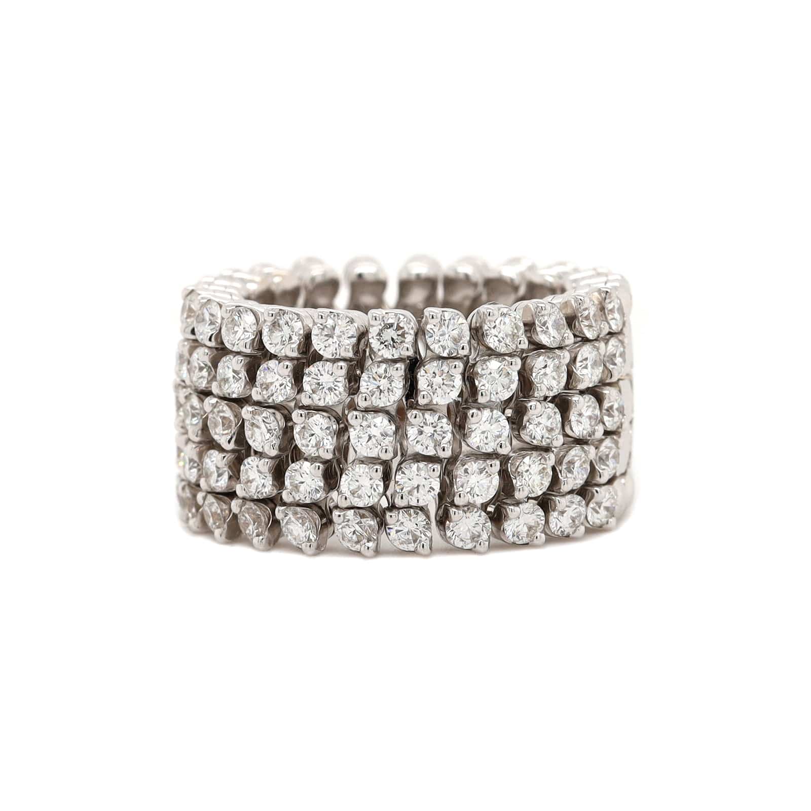 18K White Gold 5 Row Adjustable Diamond Ring or Bracelet