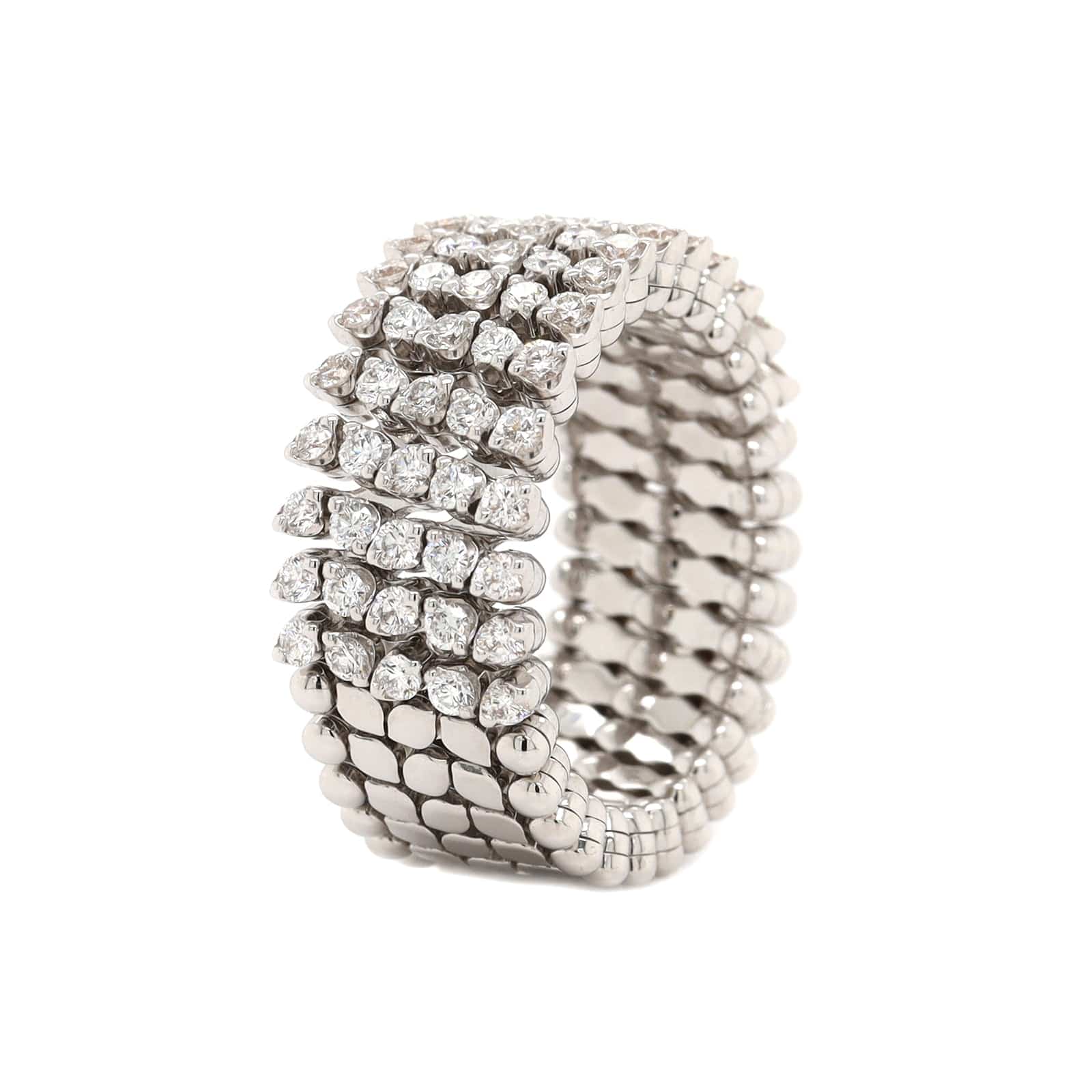 18K White Gold 5 Row Adjustable Diamond Ring or Bracelet - Image 3