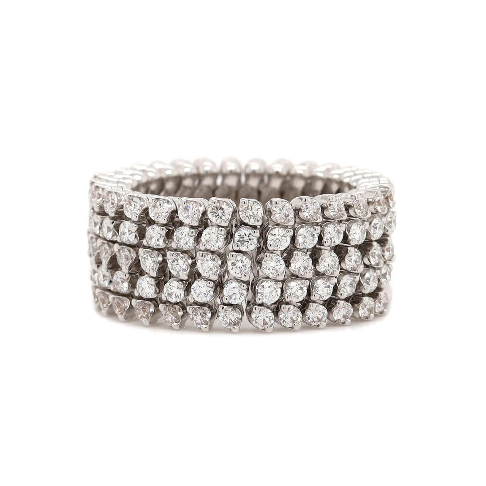 18K White Gold 5 Row Adjustable Diamond Ring or Bracelet - Image 8