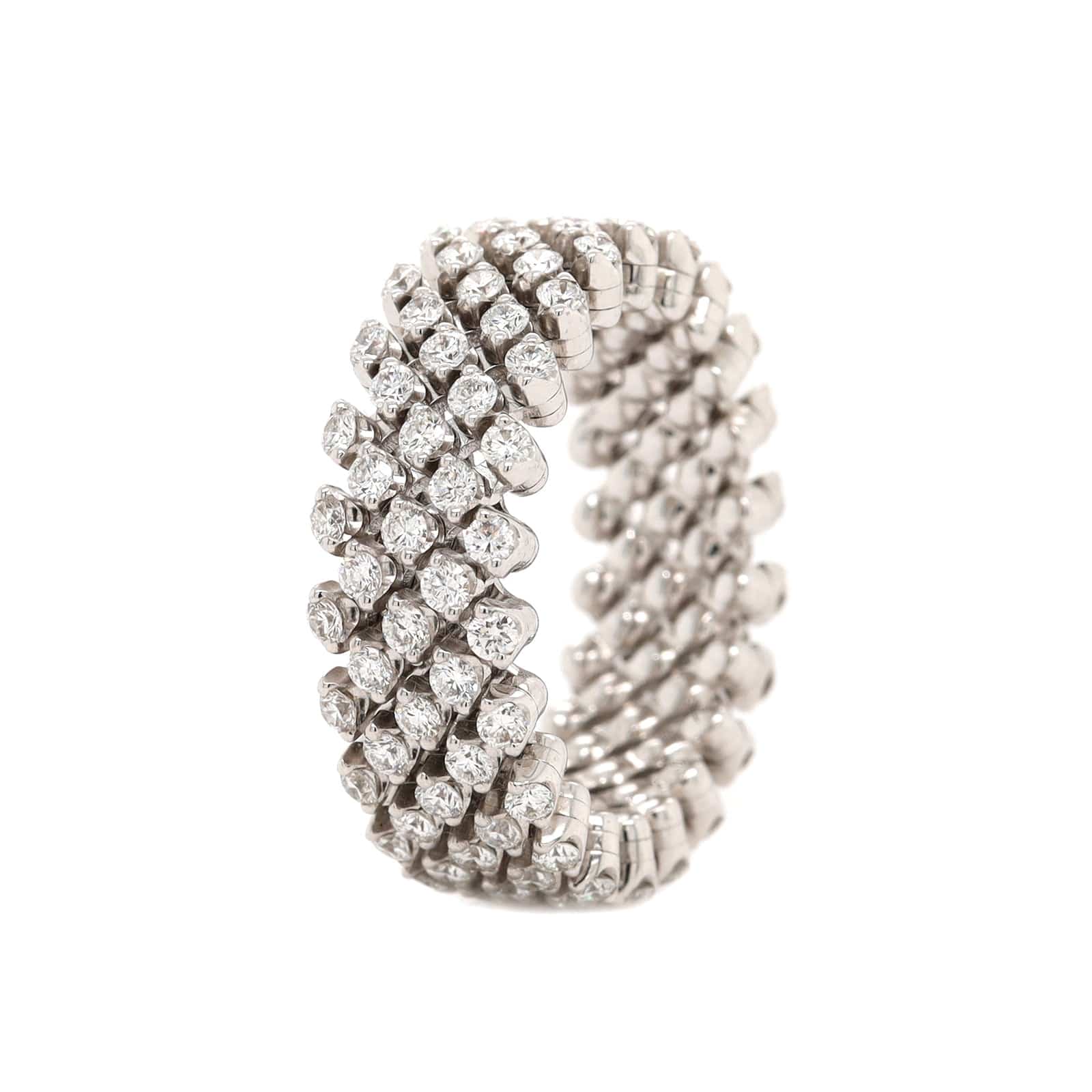 18K White Gold 5 Row Adjustable Diamond Ring or Bracelet - Image 5