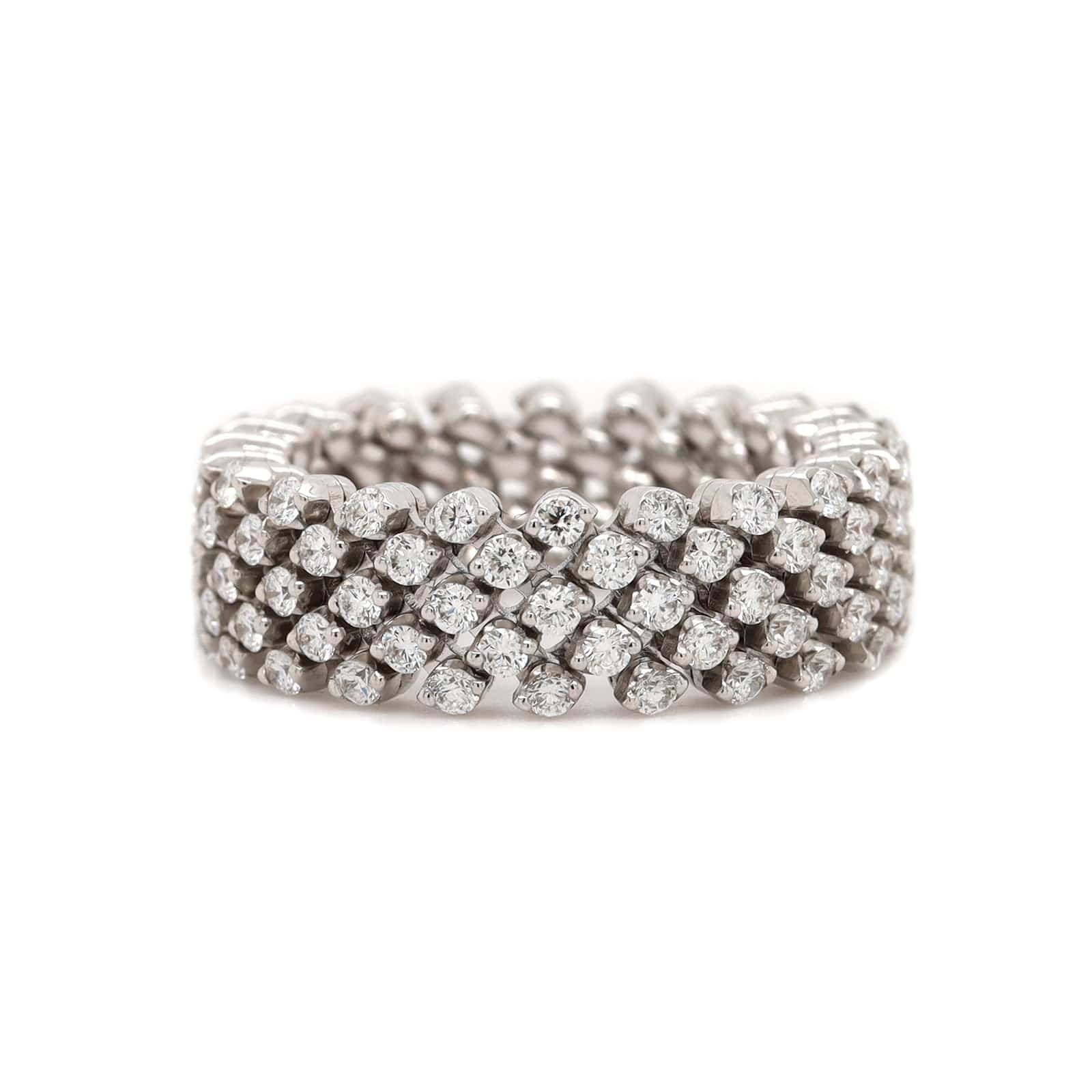 18K White Gold 5 Row Adjustable Diamond Ring or Bracelet - Image 9