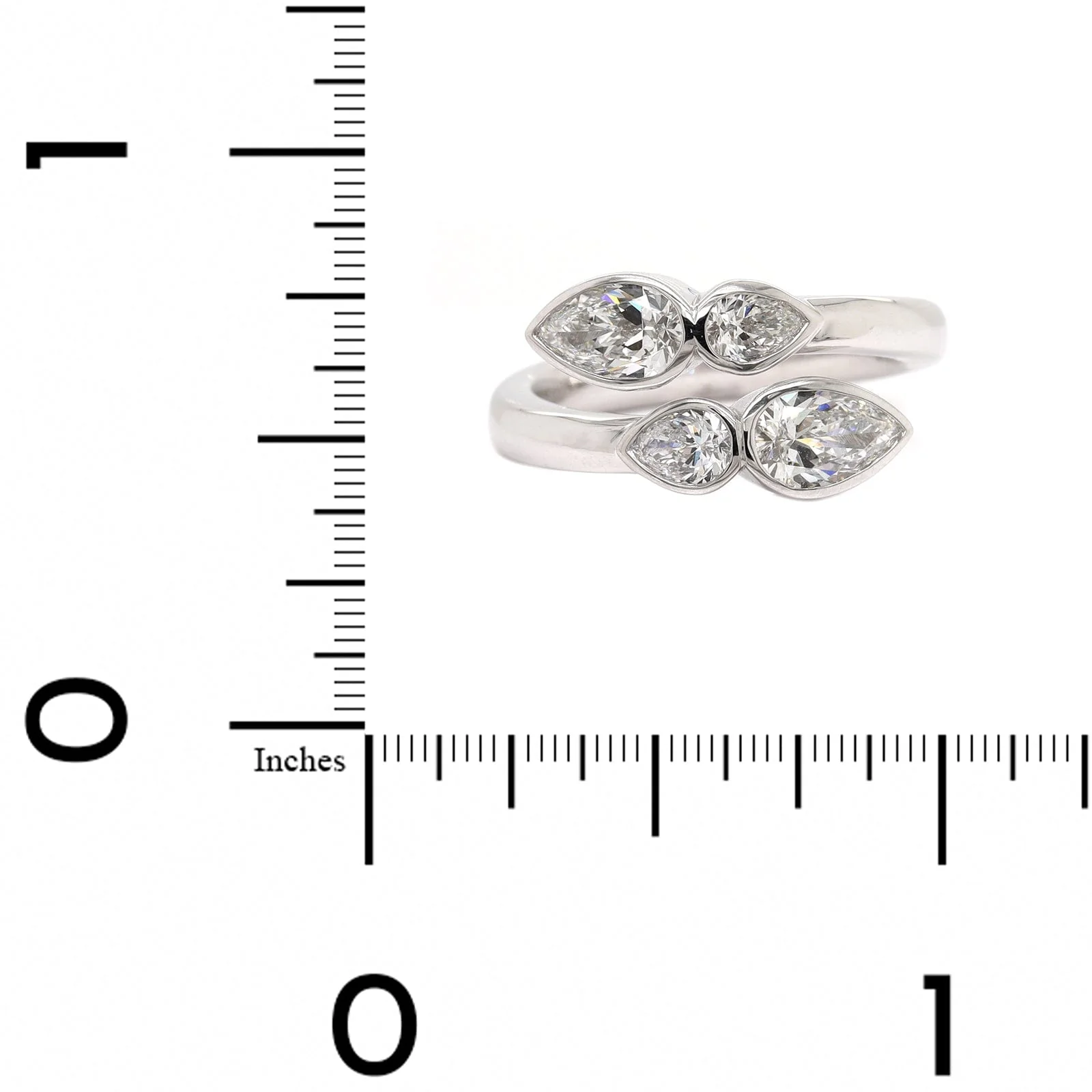 Platinum Pear Shaped 2 Row Diamond Bypass Ring - Image 4
