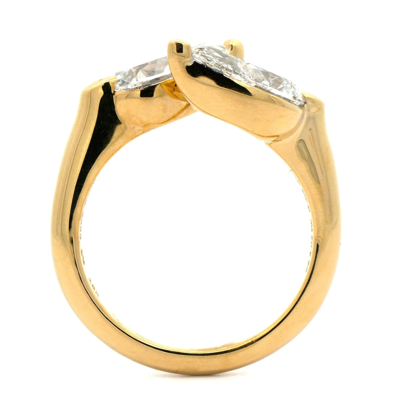 18K Yellow Gold Pear Shaped Diamond Bypass Ring - Image 3