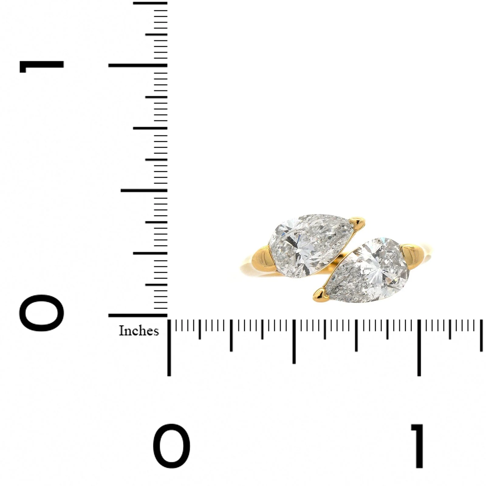 18K Yellow Gold Pear Shaped Diamond Bypass Ring - Image 4