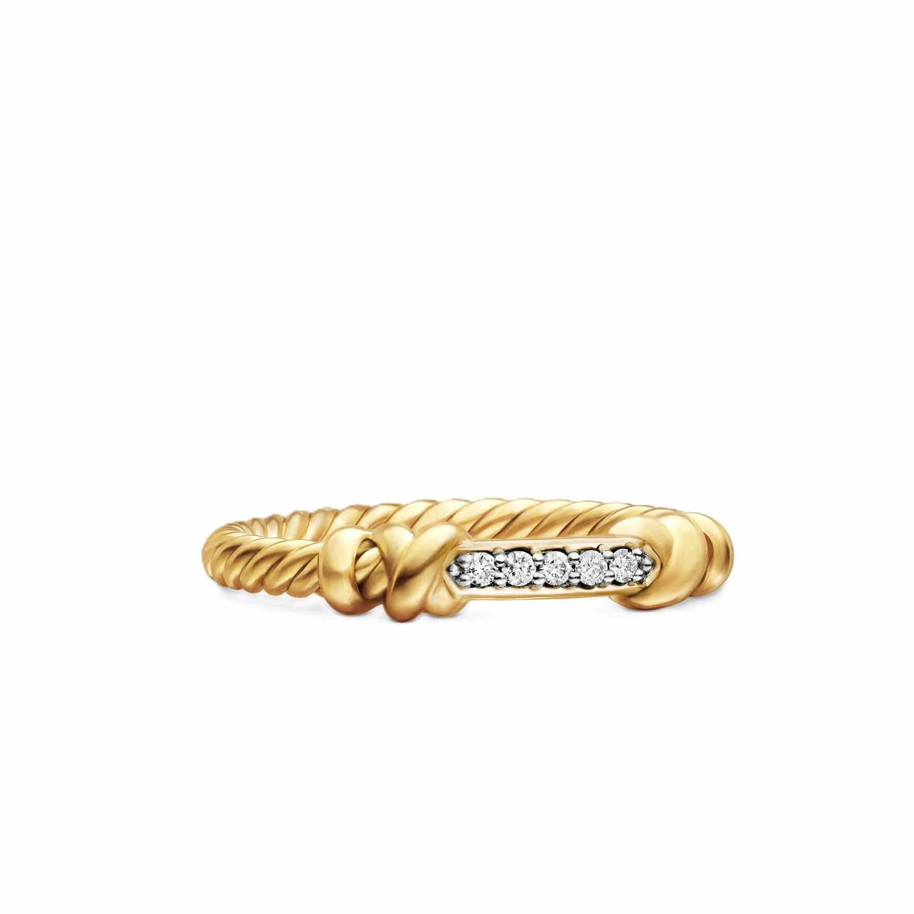 Petite Helena Wrap Band Ring 18K Yellow Gold with Diamonds, 4mm