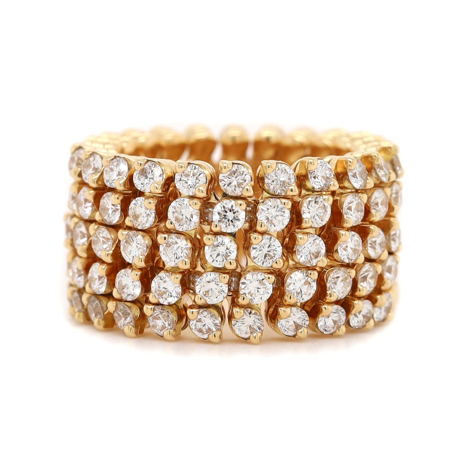 18K Yellow Gold 5 Row Adjustable Diamond Ring