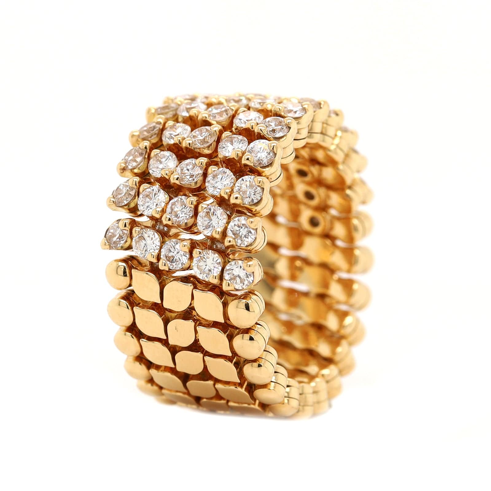 18K Yellow Gold 5 Row Adjustable Diamond Ring - Image 2