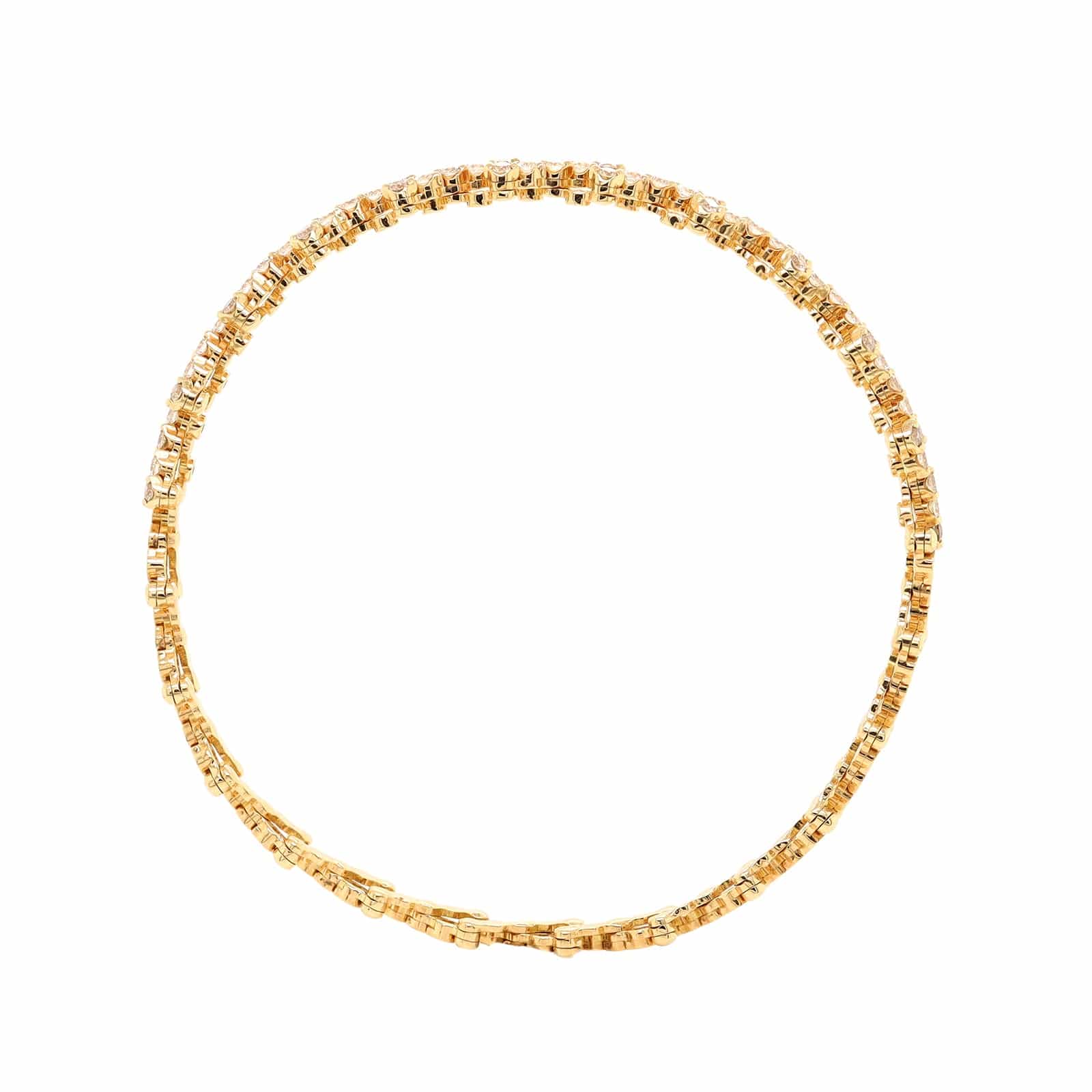 18K Yellow Gold 5 Row Adjustable Diamond Ring - Image 5