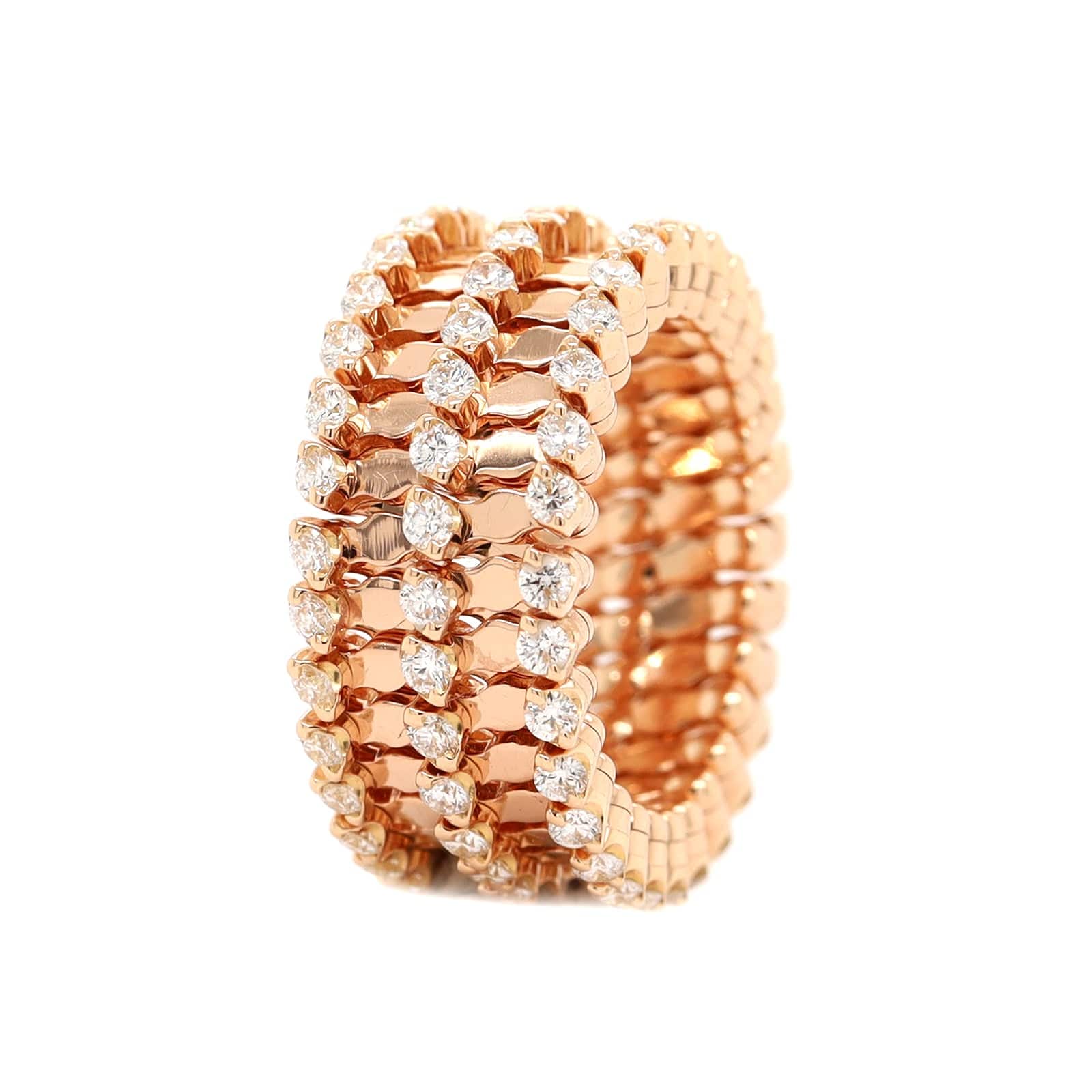 18K Rose Gold 5 Row Adjustable Diamond Ring - Image 6