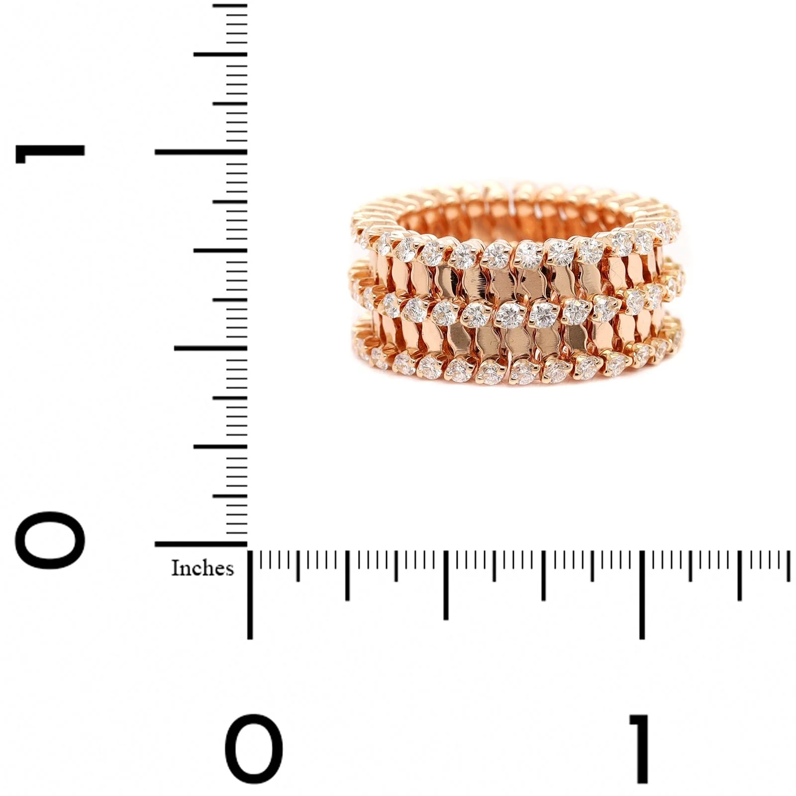 18K Rose Gold 5 Row Adjustable Diamond Ring - Image 8