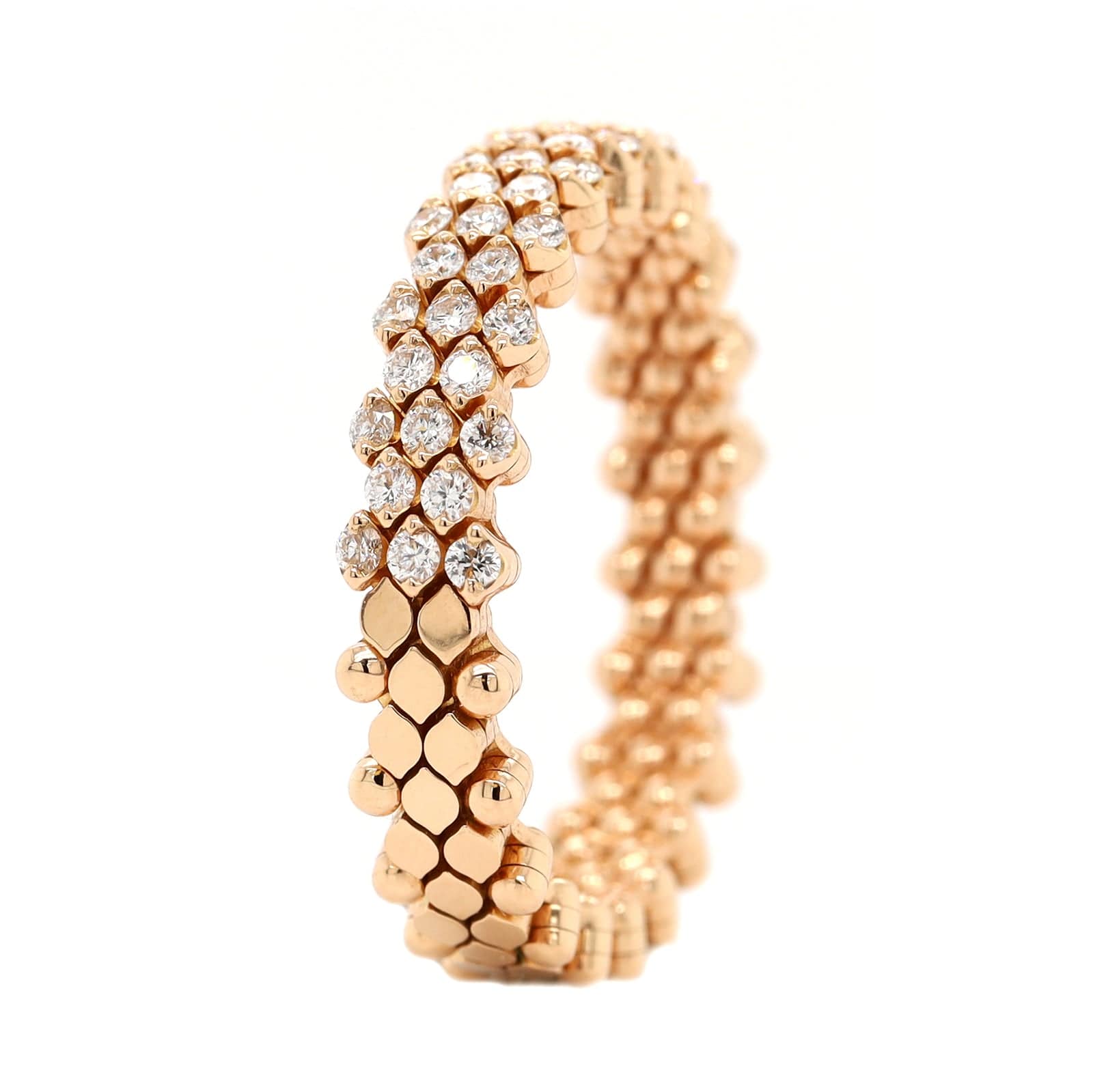 18K Rose Gold 5 Row Adjustable Diamond Ring - Image 6