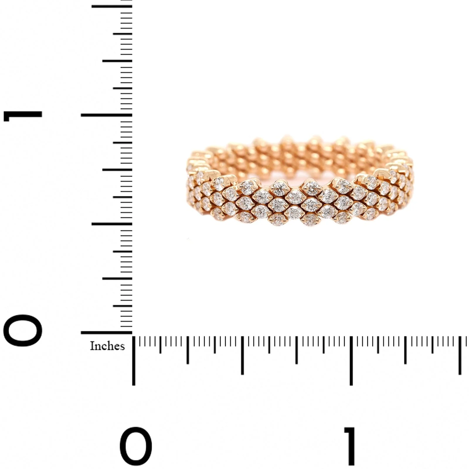 18K Rose Gold 5 Row Adjustable Diamond Ring - Image 8