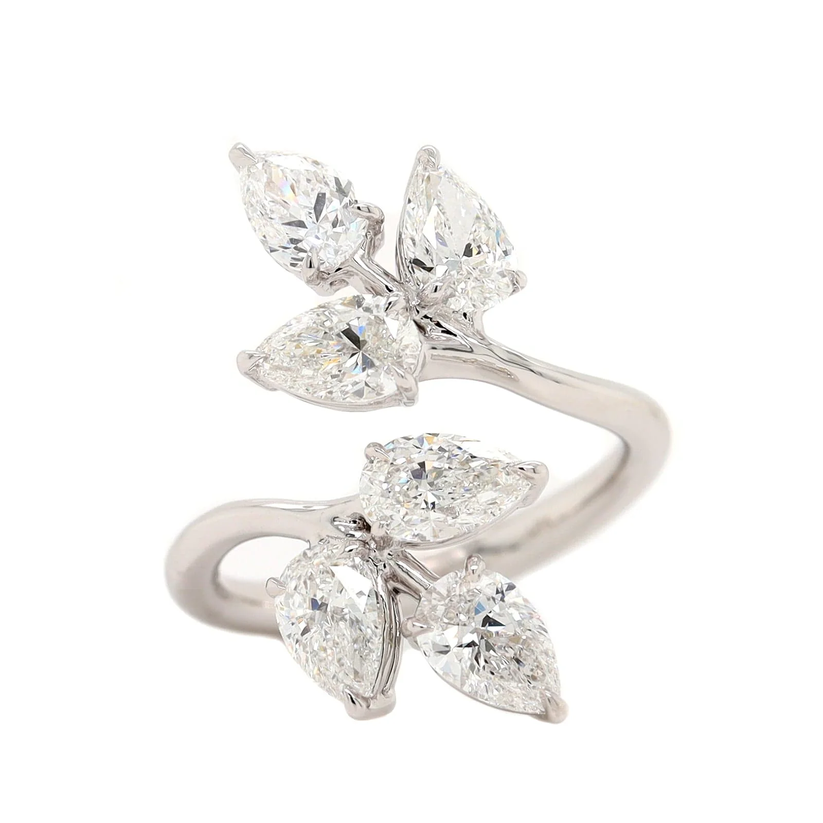 18K White Gold Diamond Bypass Vine Ring - Image 5
