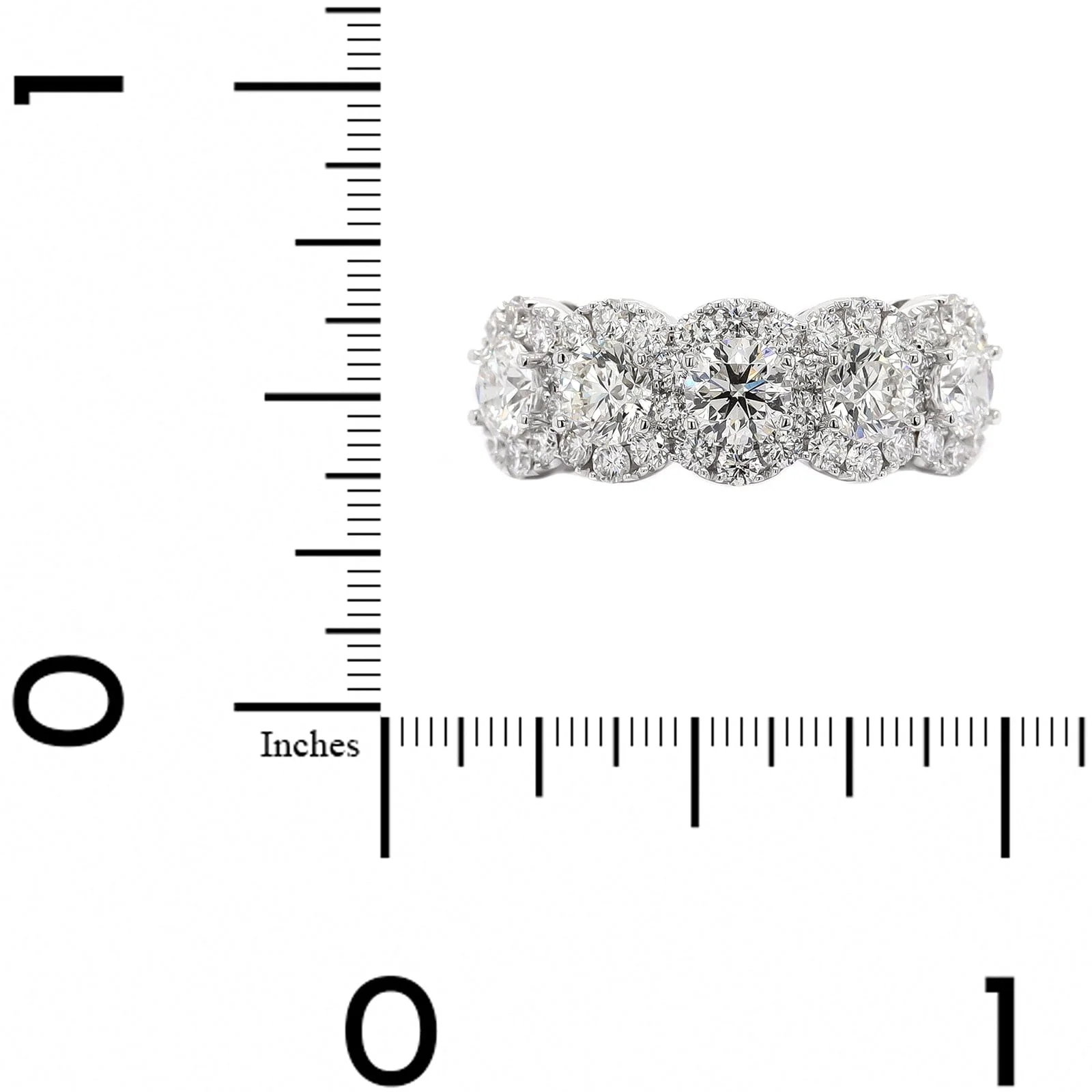 18K White Gold 5 Stone Diamond Halo Ring - Image 4