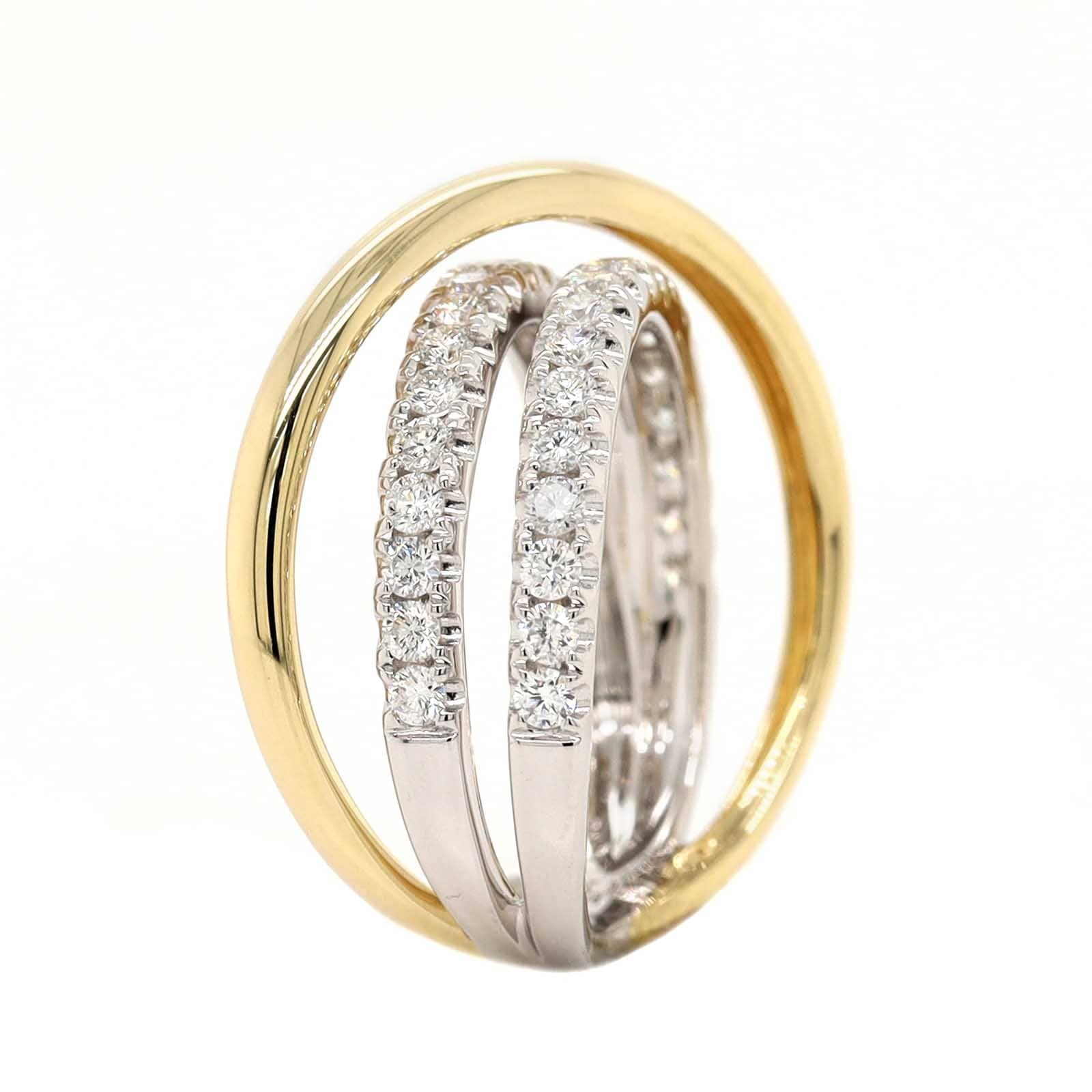 14K Two-Tone Gold Criss Cross Diamond Ring - Image 2