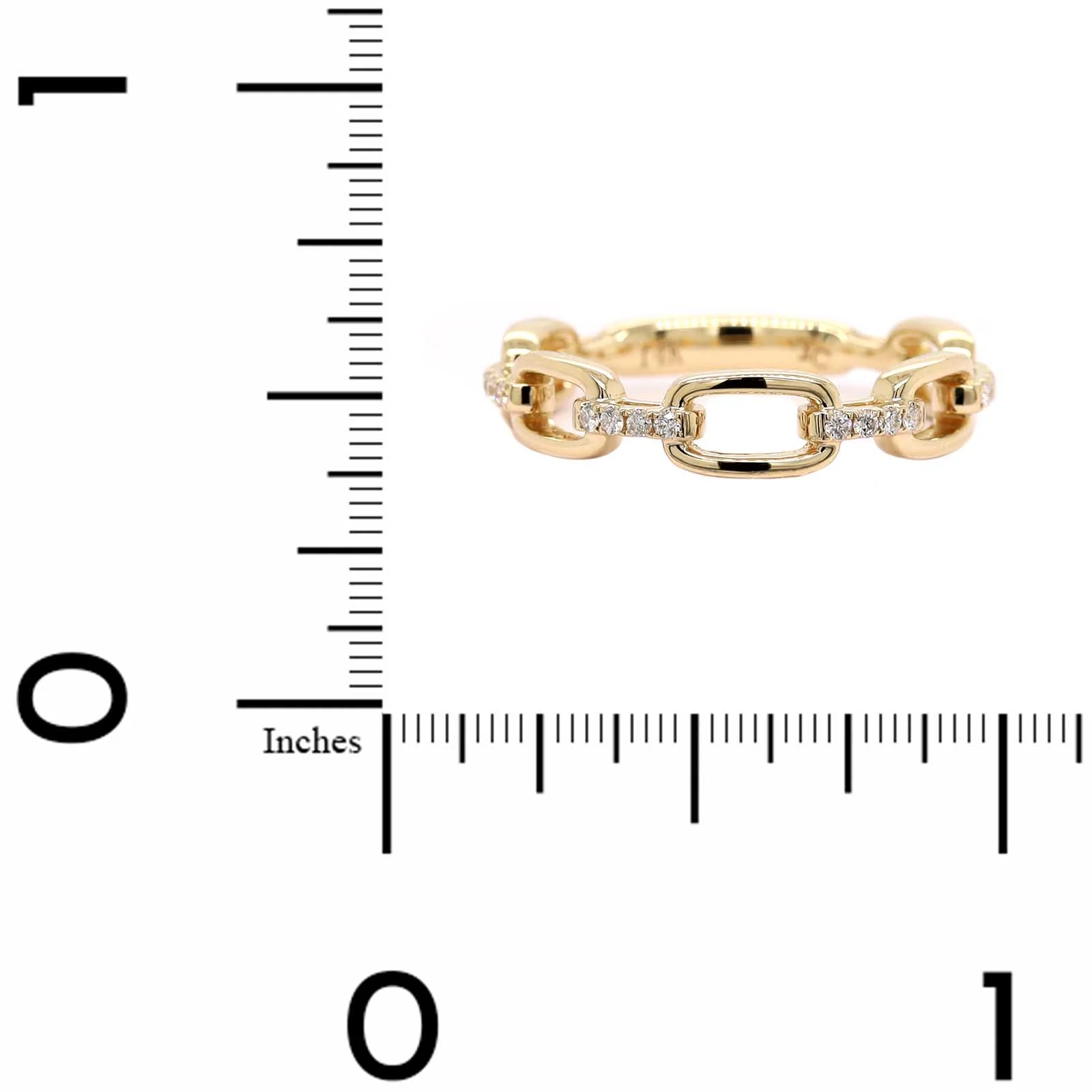 14K Yellow Gold Alternating Pave Diamond Link Ring - Image 4