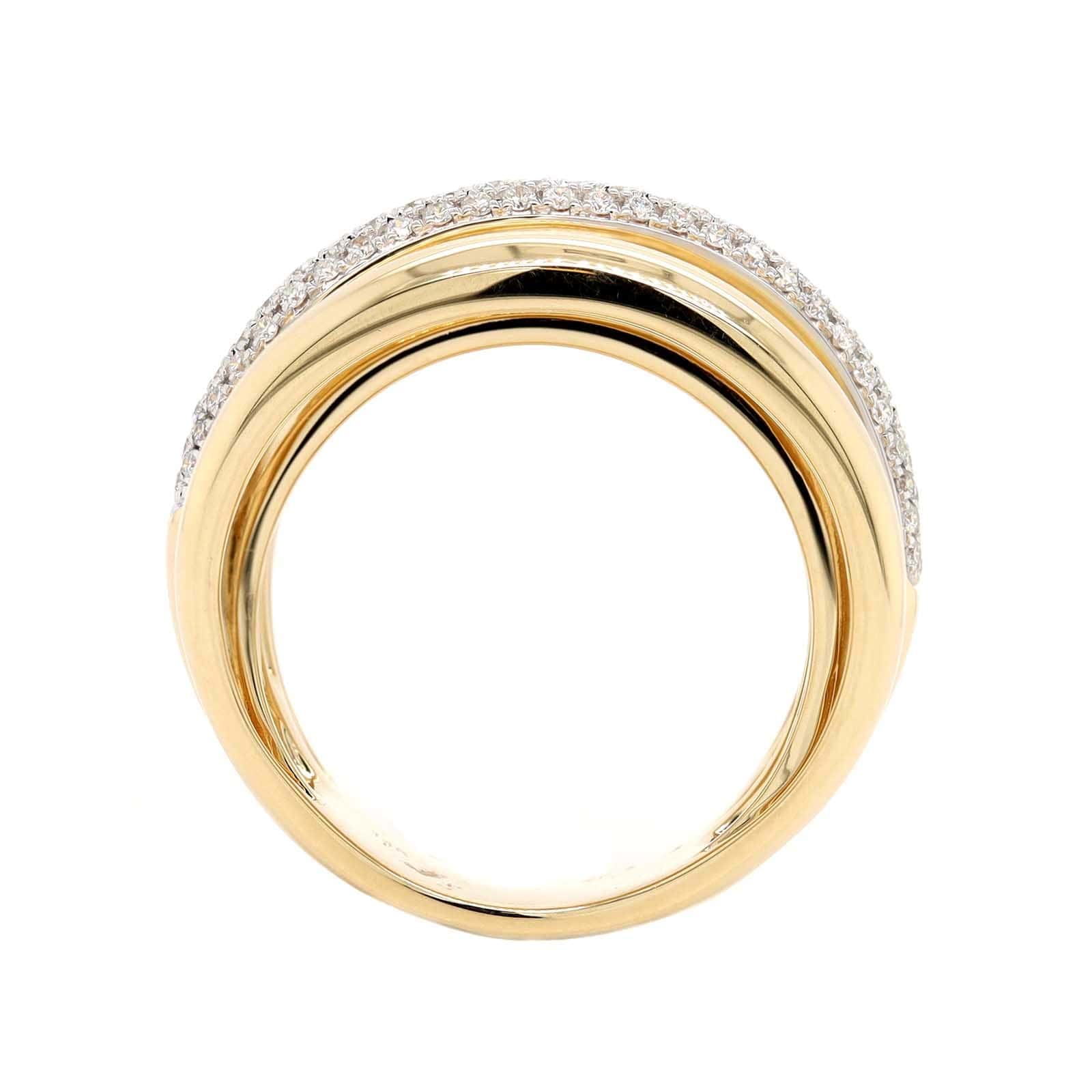 14K Yellow Gold Multi Row Pave Diamond Ring - Image 3