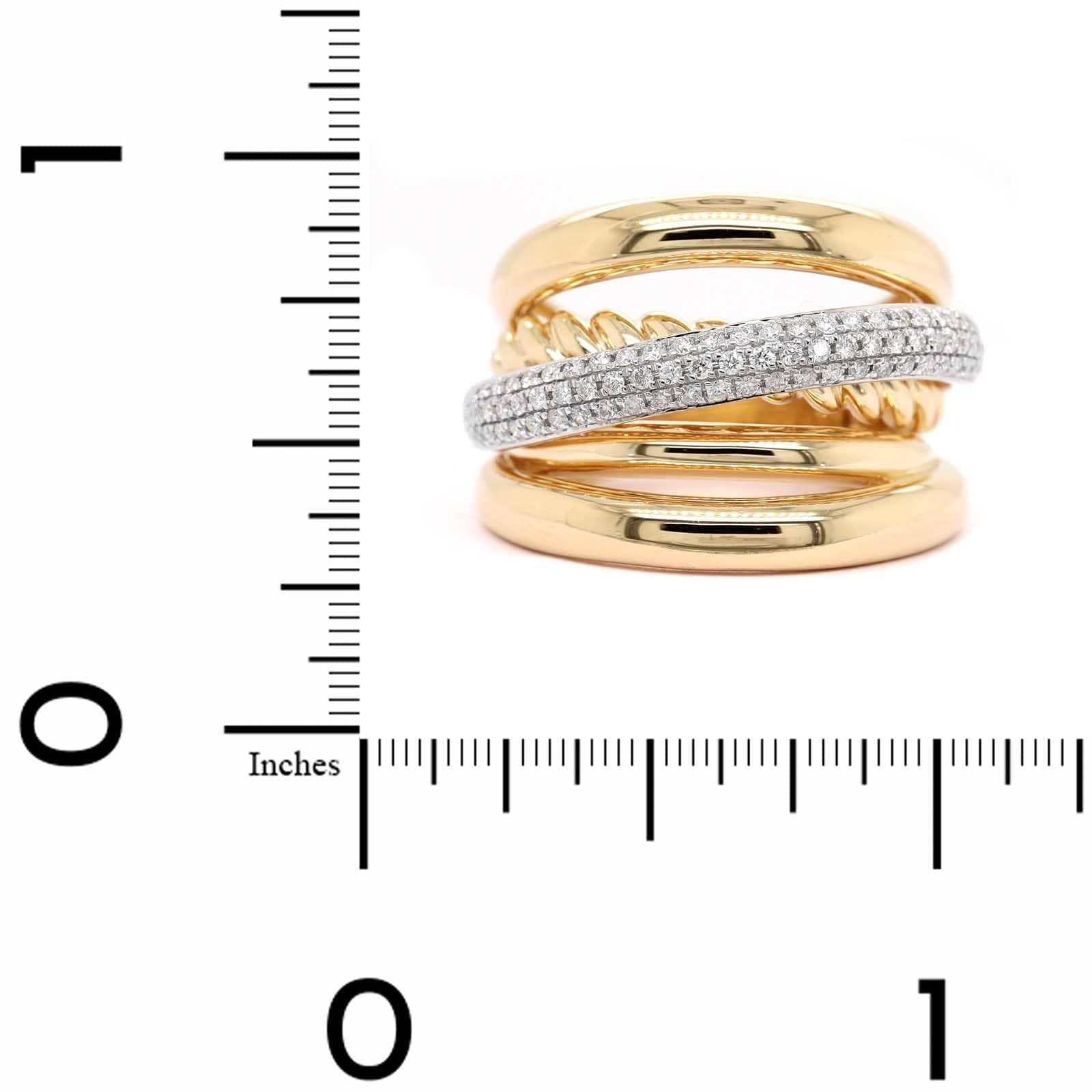 14K Yellow Gold Multi Row Pave Diamond Ring - Image 4