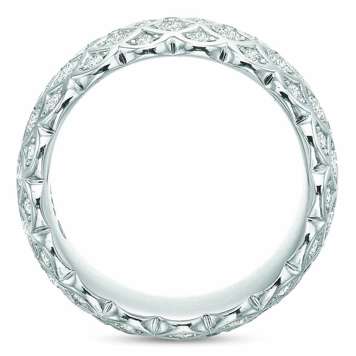 18K White Gold 5 Row Honey Comb Diamond Eternity Band - Image 3