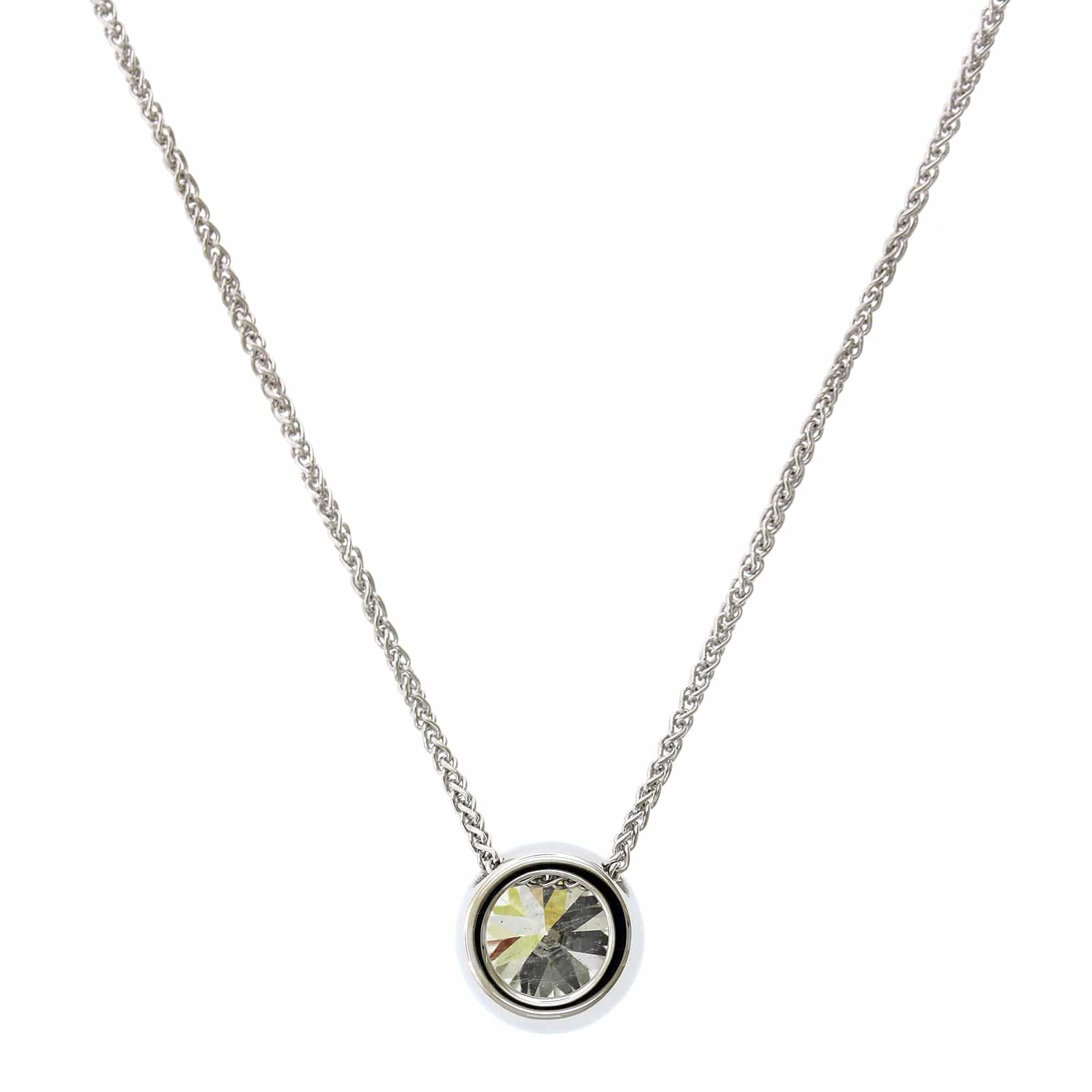 18K White Gold Bezel Set Diamond Pendant - Image 2