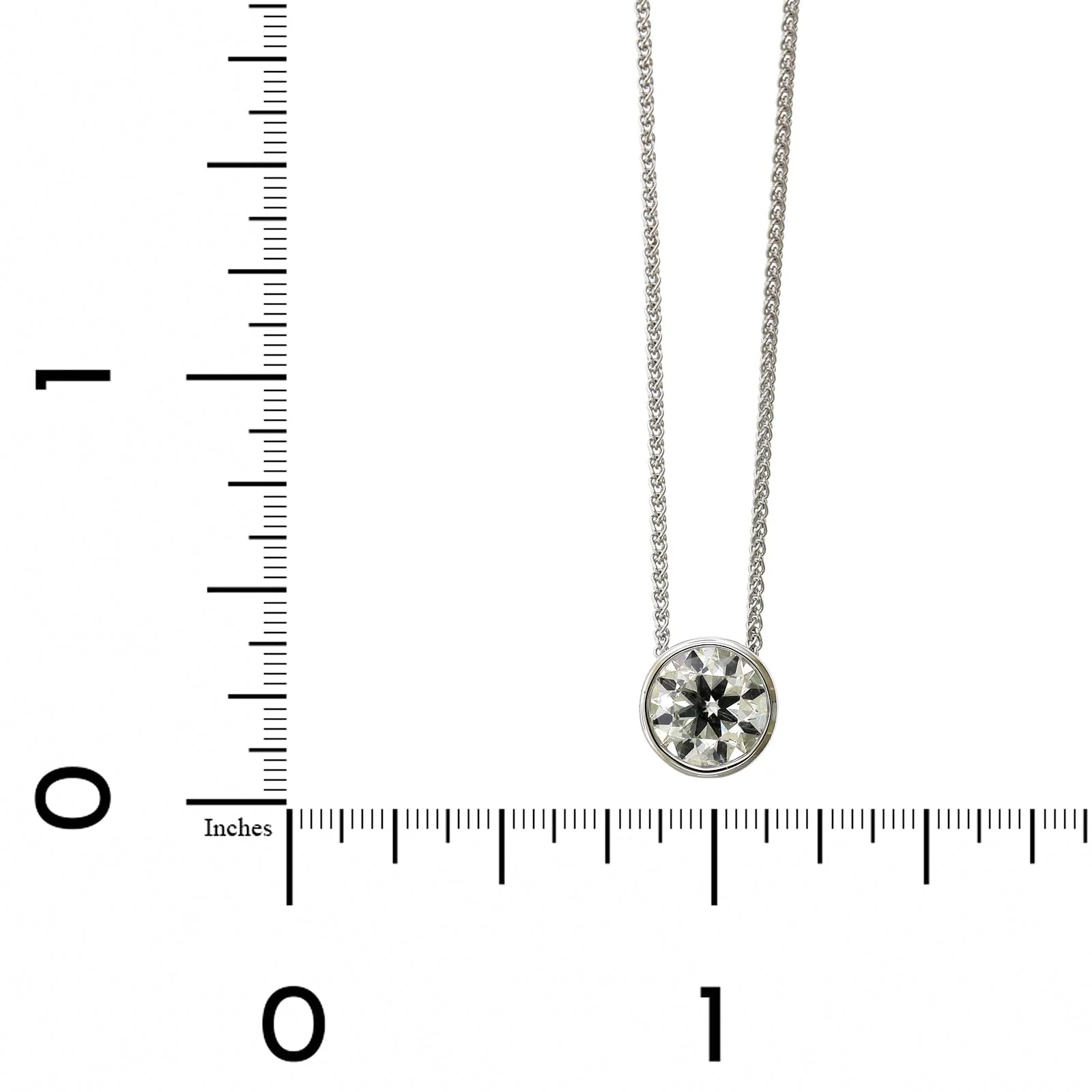18K White Gold Bezel Set Diamond Pendant - Image 4
