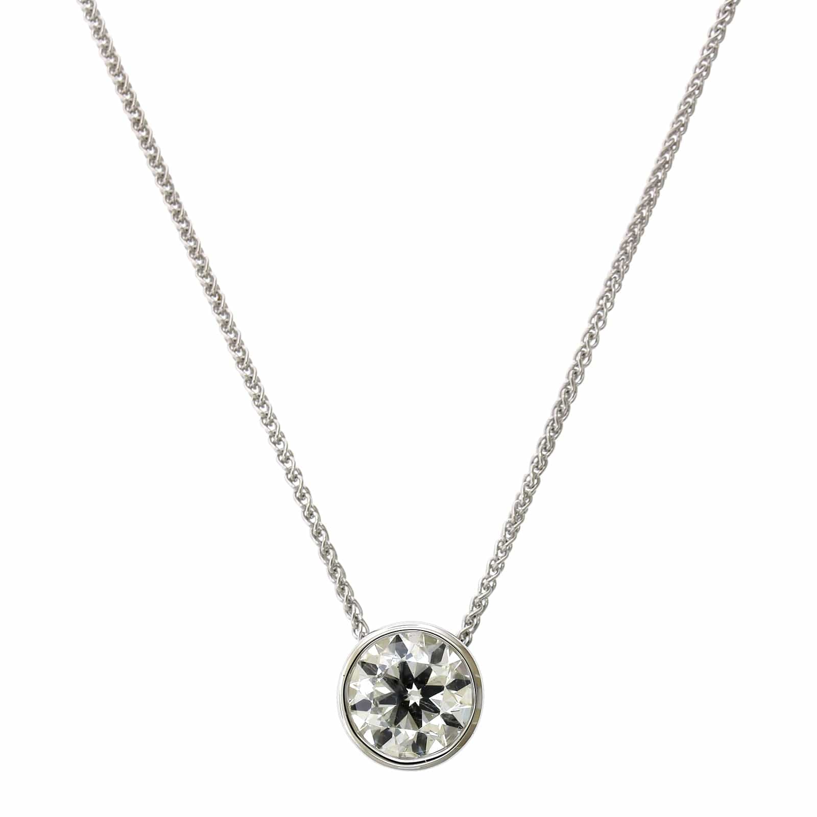 18K White Gold Bezel Set Diamond Pendant - Image 5