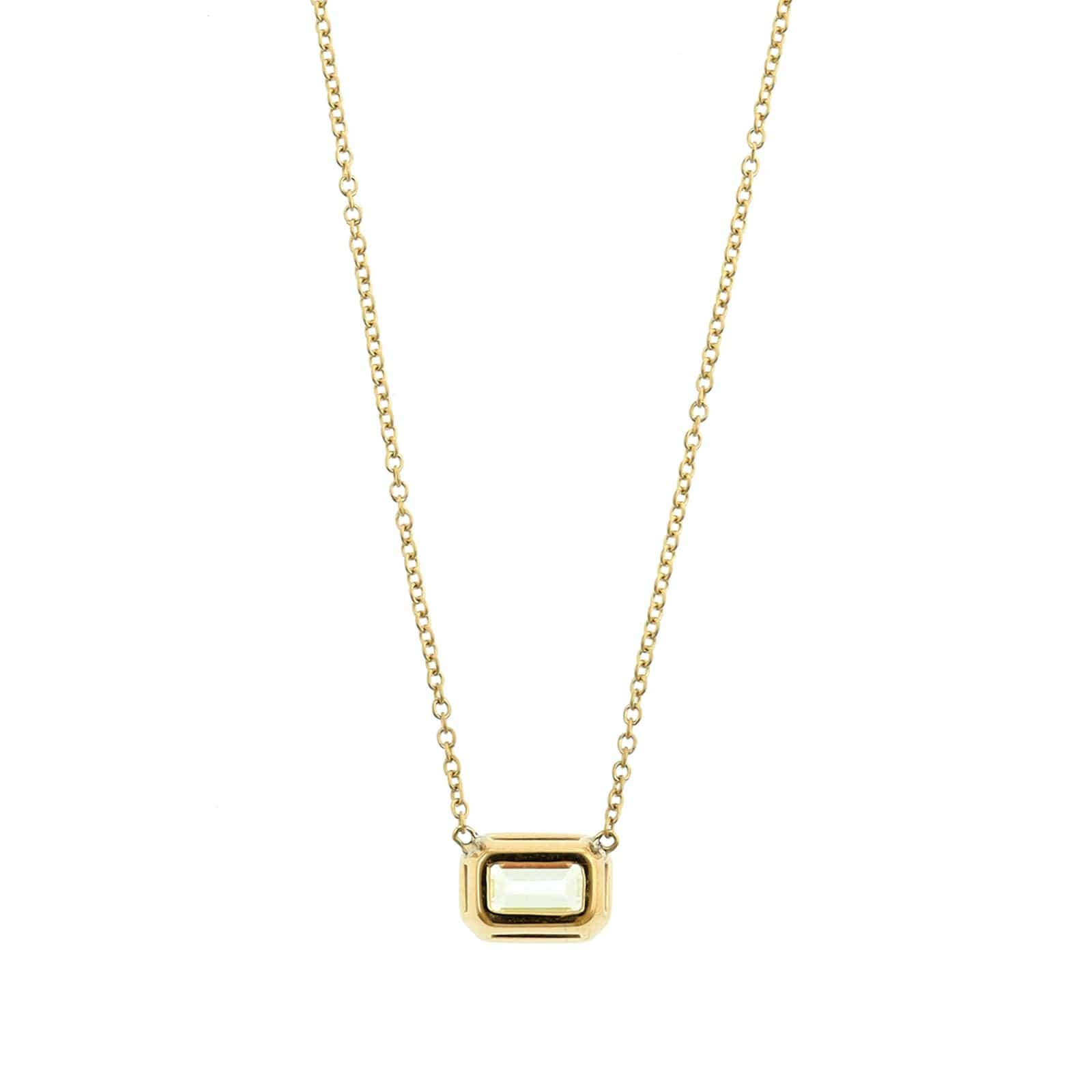 18K Yellow Gold Emerald Cut Diamond Pendant Necklace - Image 2