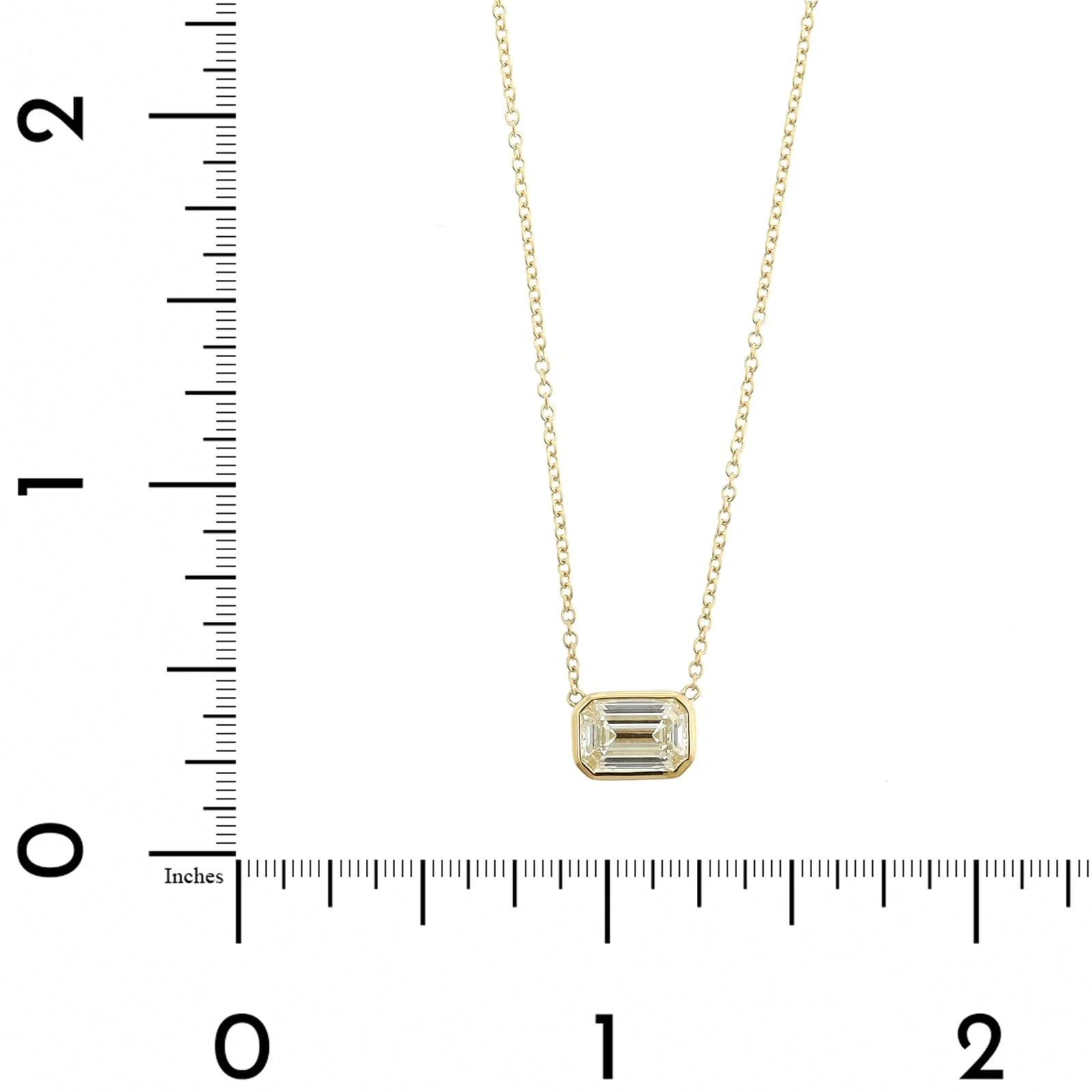 18K Yellow Gold Emerald Cut Diamond Pendant Necklace - Image 4