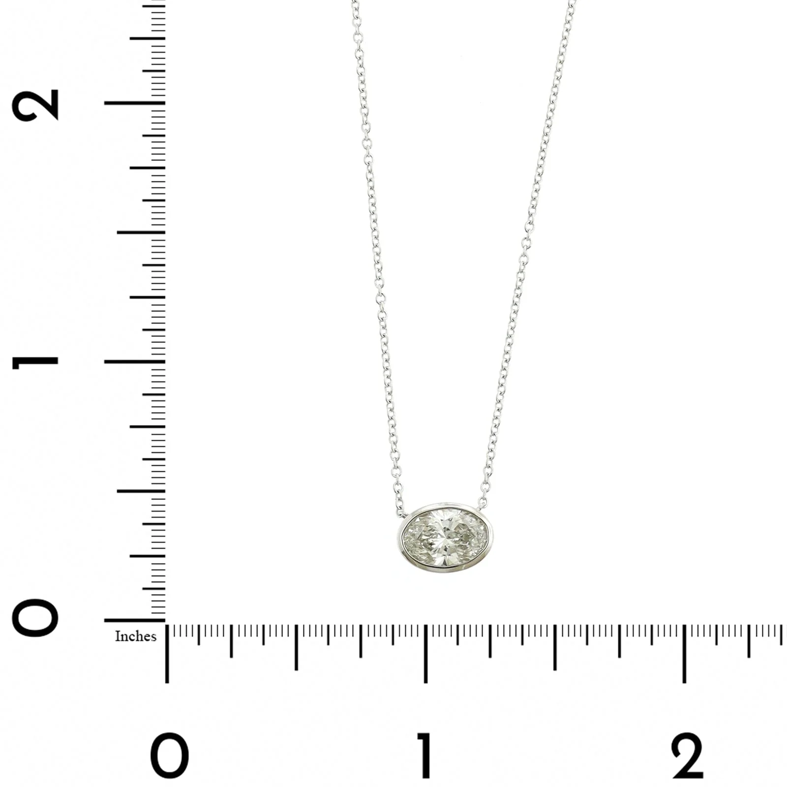 18K White Gold Oval Diamond Pendant Necklace - Image 4