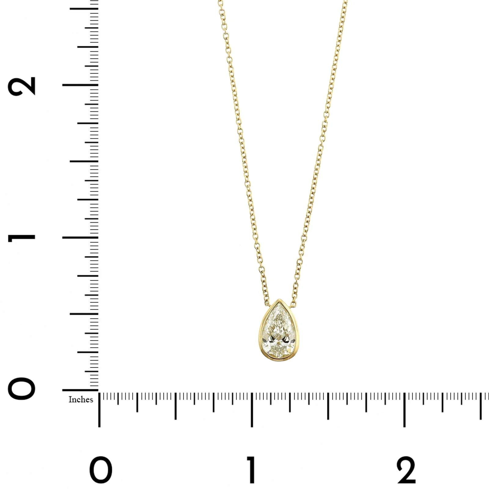 18K Yellow Gold Pear Shaped Diamond Pendant Necklace - Image 4