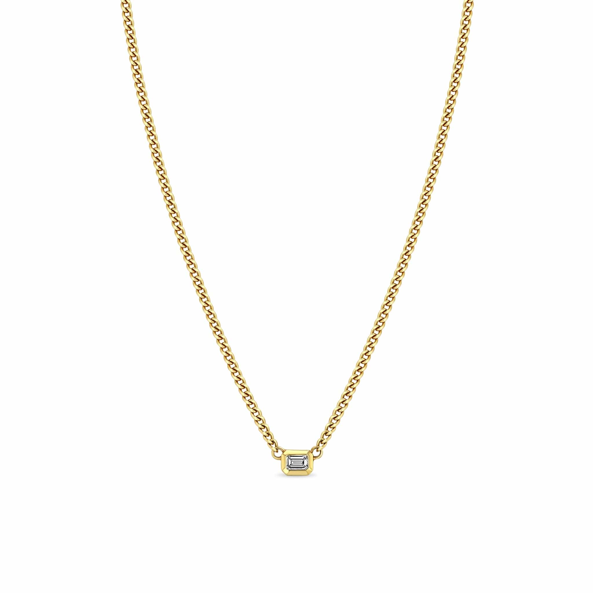 Zoe Chicco 14K Yellow Gold White Emerald Cut Diamond Necklace - Image 3