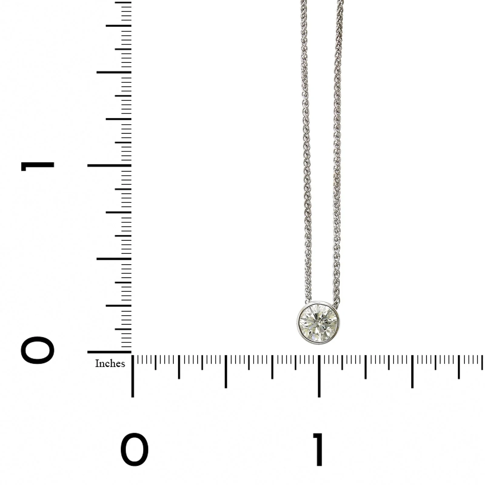 18K White Gold Bezel Set Diamond Pendant Necklace - Image 4