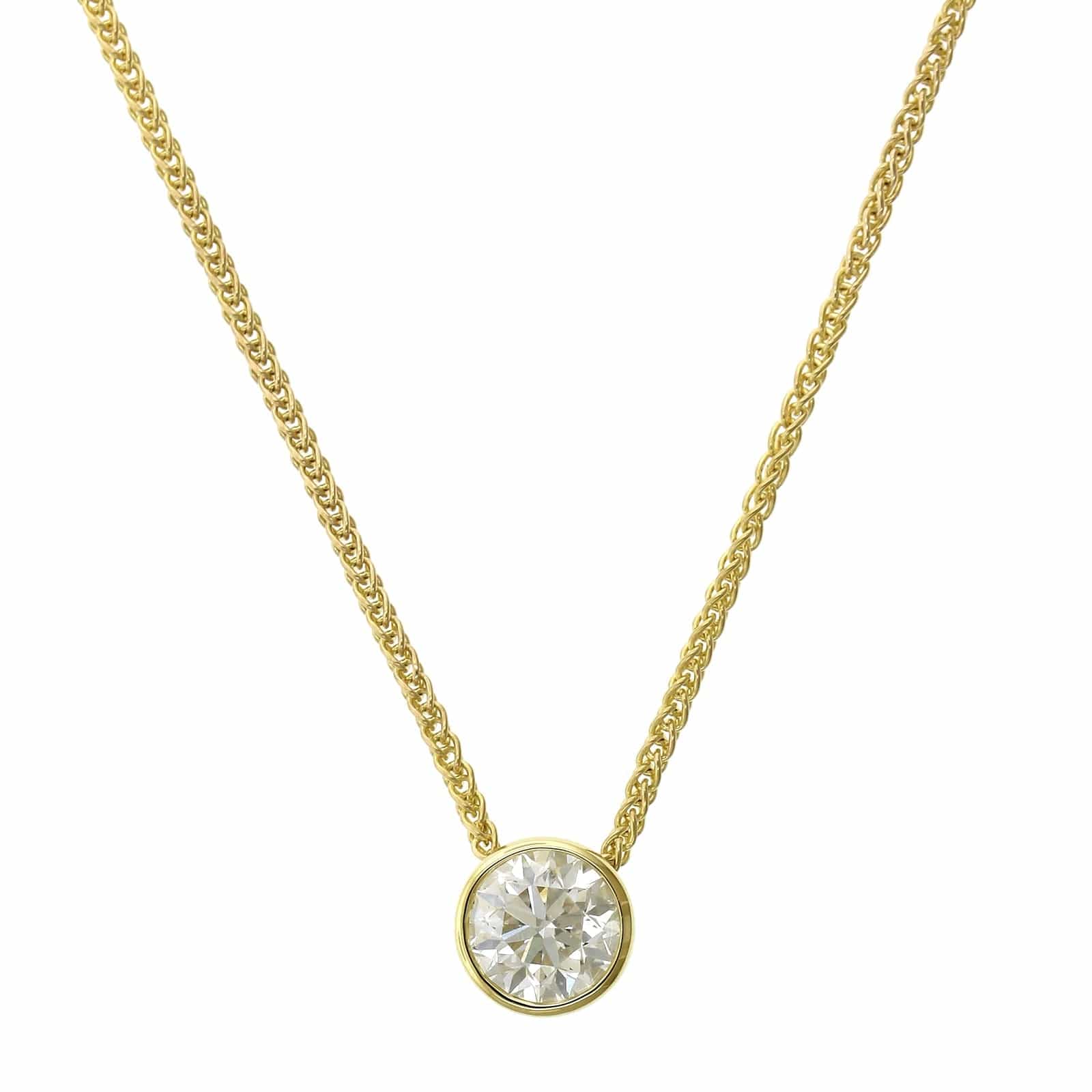 18K Yellow Gold Bezel Set Diamond Pendant - Image 5