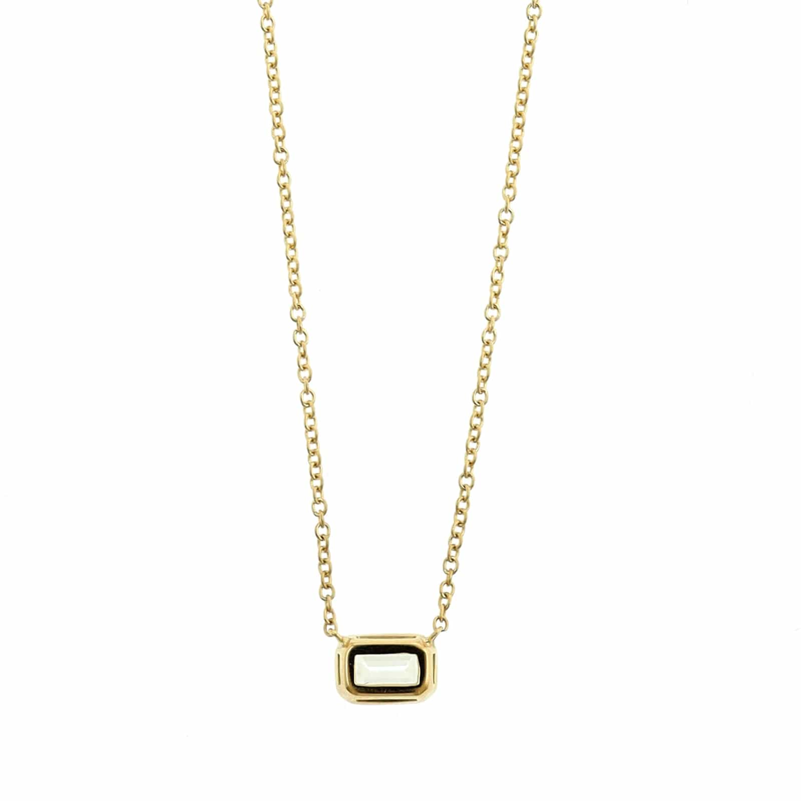18K Yellow Gold Emerald Cut Diamond Pendant Necklace - Image 2