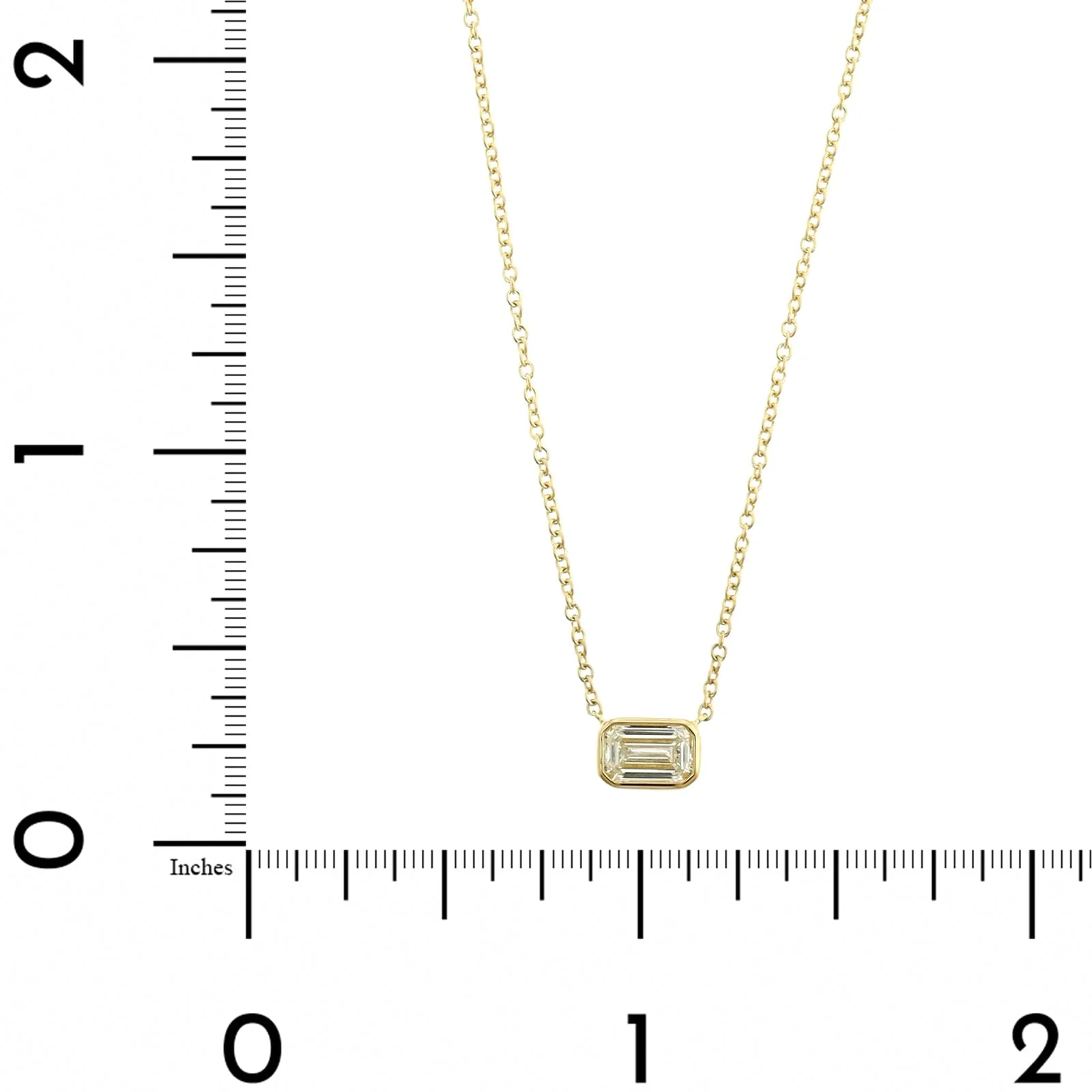 18K Yellow Gold Emerald Cut Diamond Pendant Necklace - Image 4