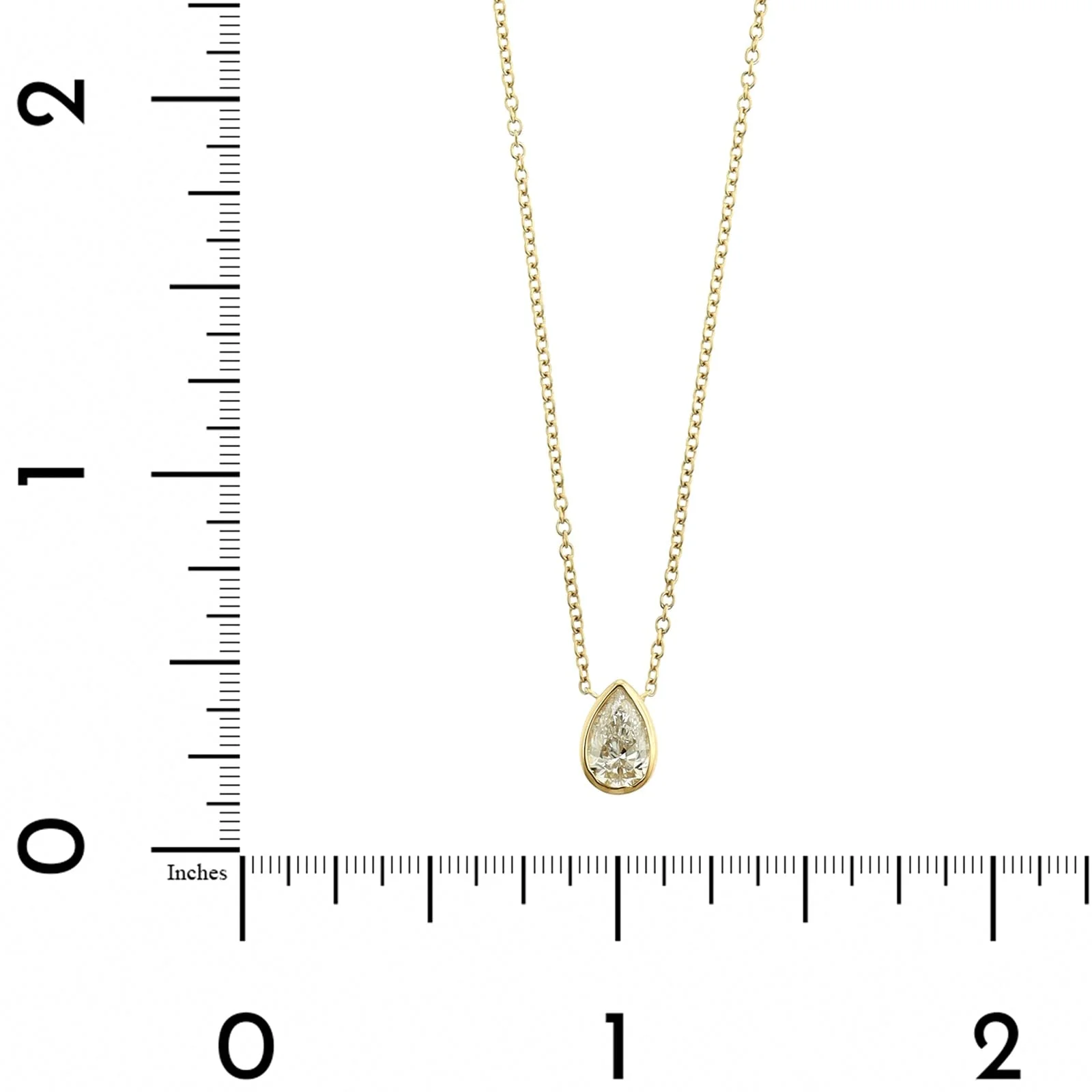 18K Yellow Gold Pear Shaped Diamond Pendant Necklace - Image 4