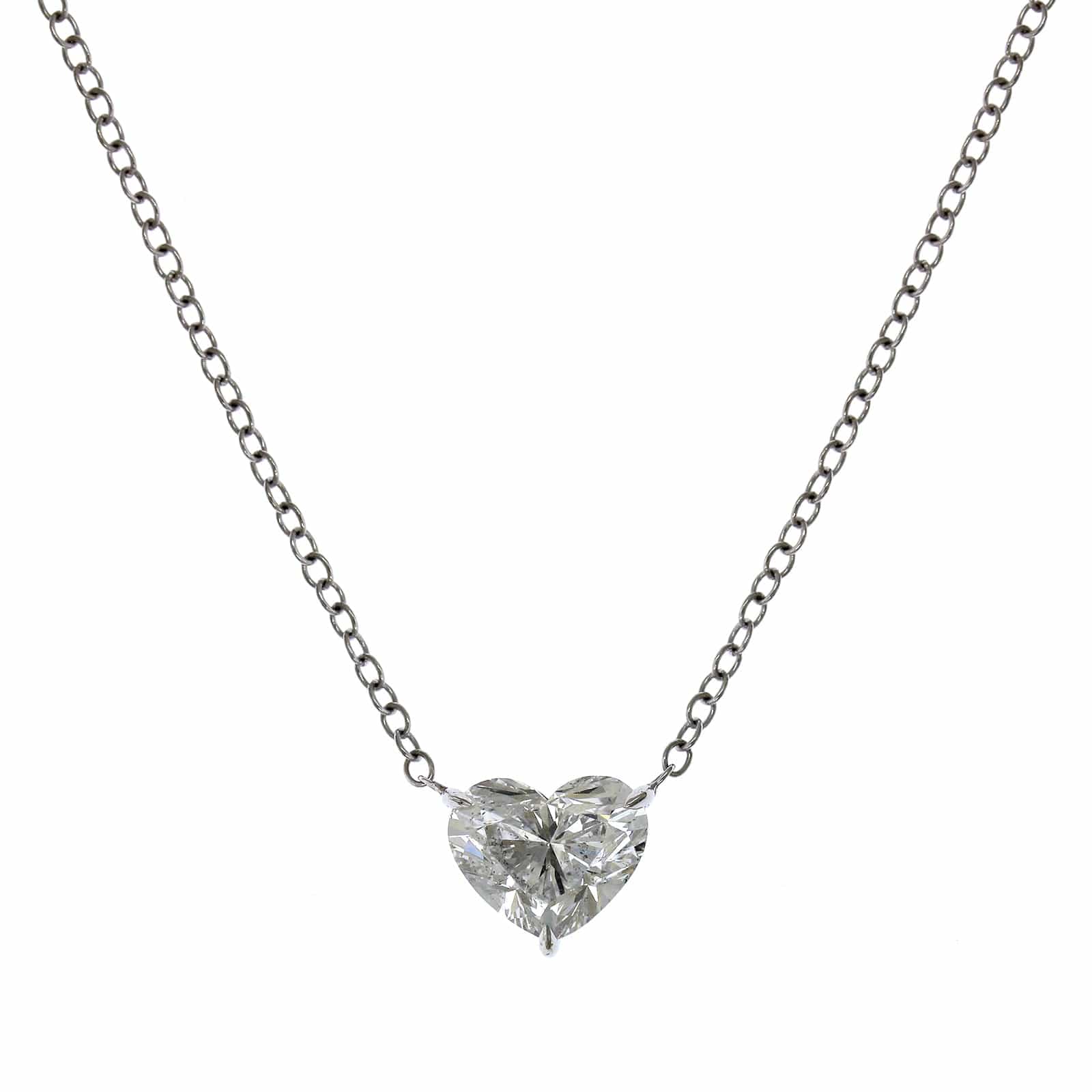 18K White Gold Heart Shaped Diamond Pendant