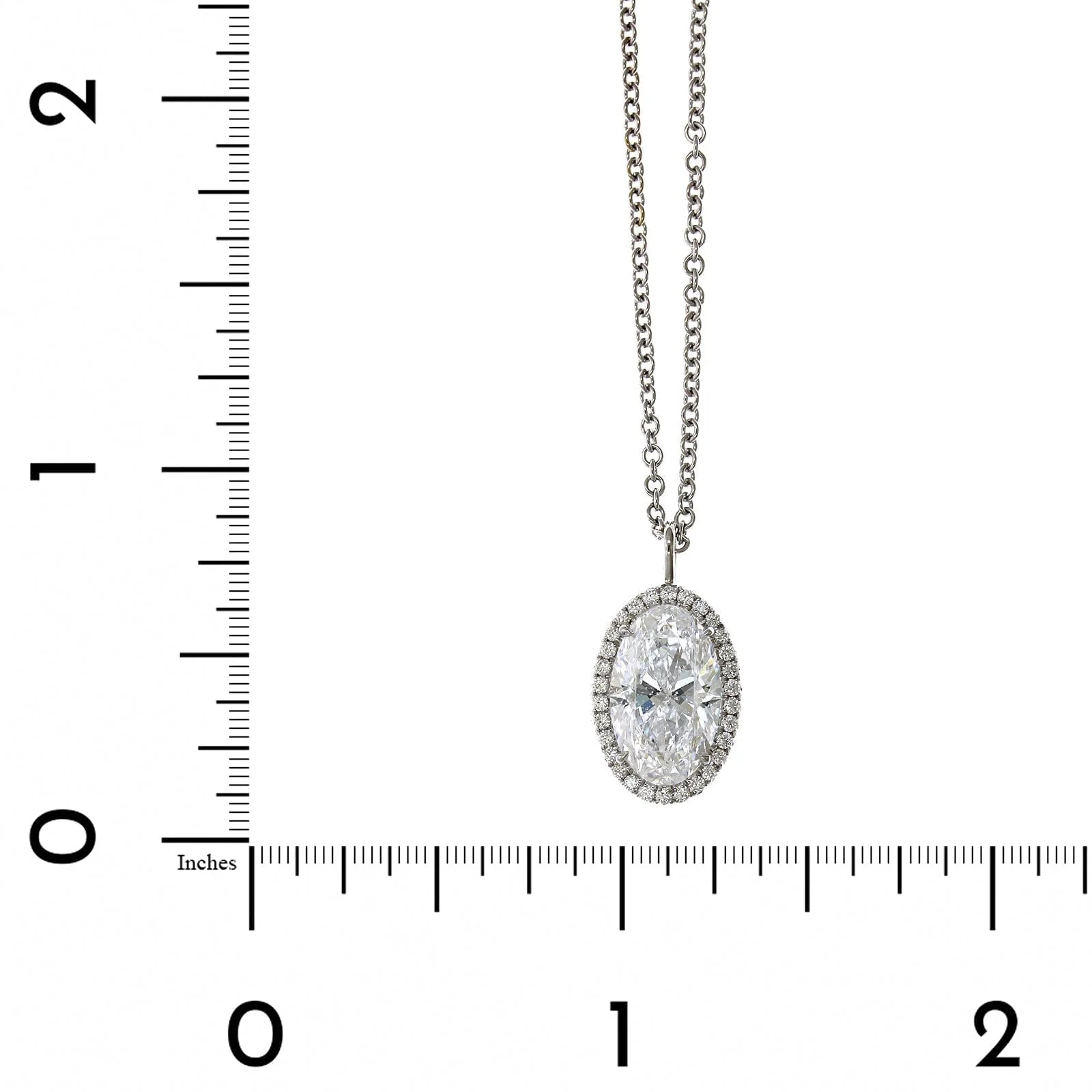 18K White Gold Oval Diamond Halo Pendant - Image 4