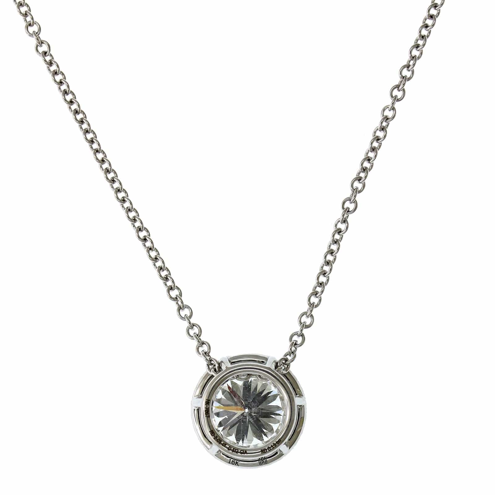 18K White Gold Round Diamond Halo Necklace - Image 2