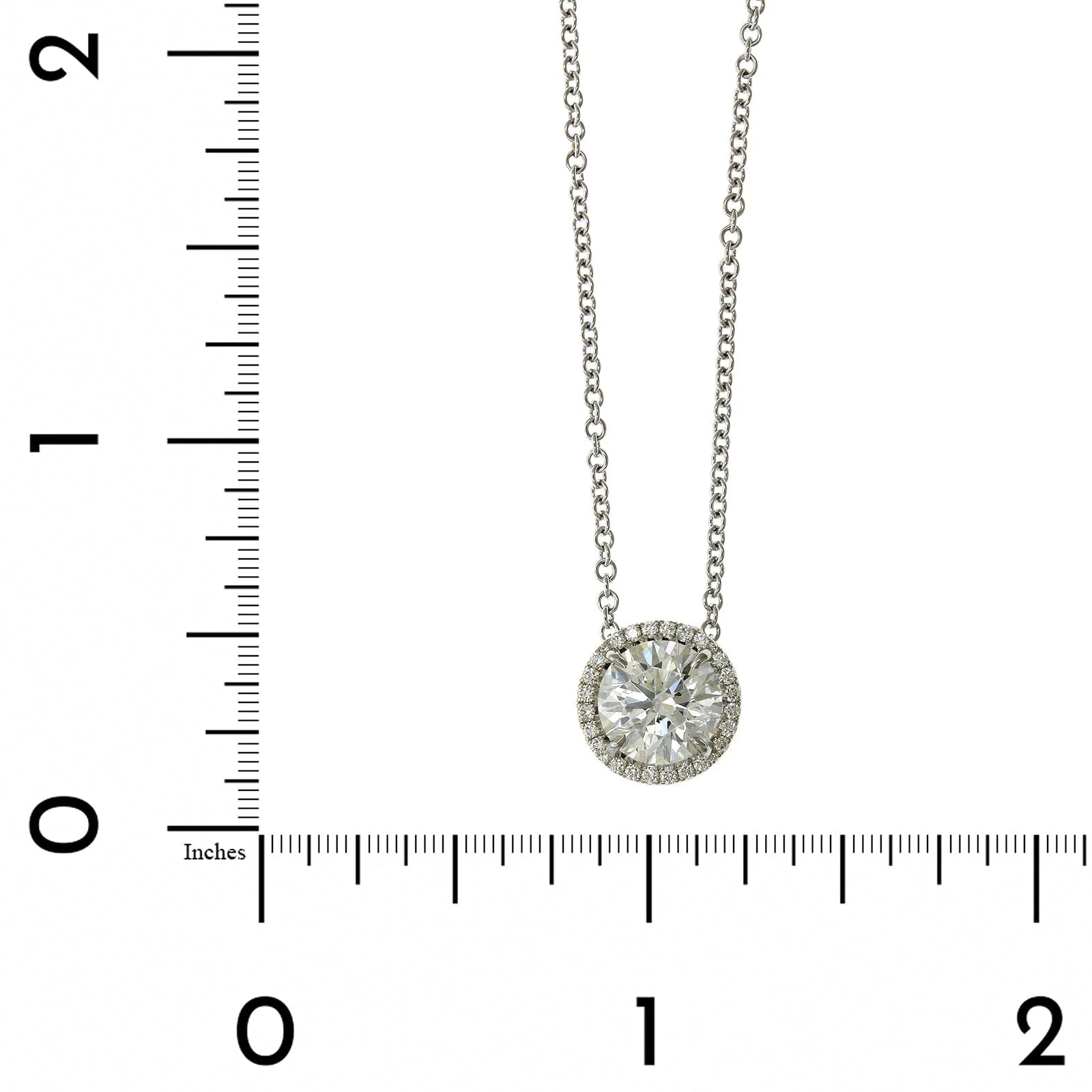 18K White Gold Round Diamond Halo Necklace - Image 4
